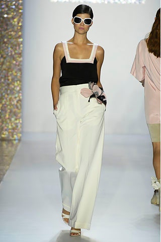 black and white fitted top with relaxed pants