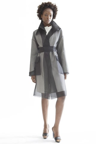 sheer black and gray coat