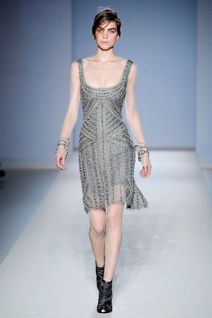 fitted silver metallic dress