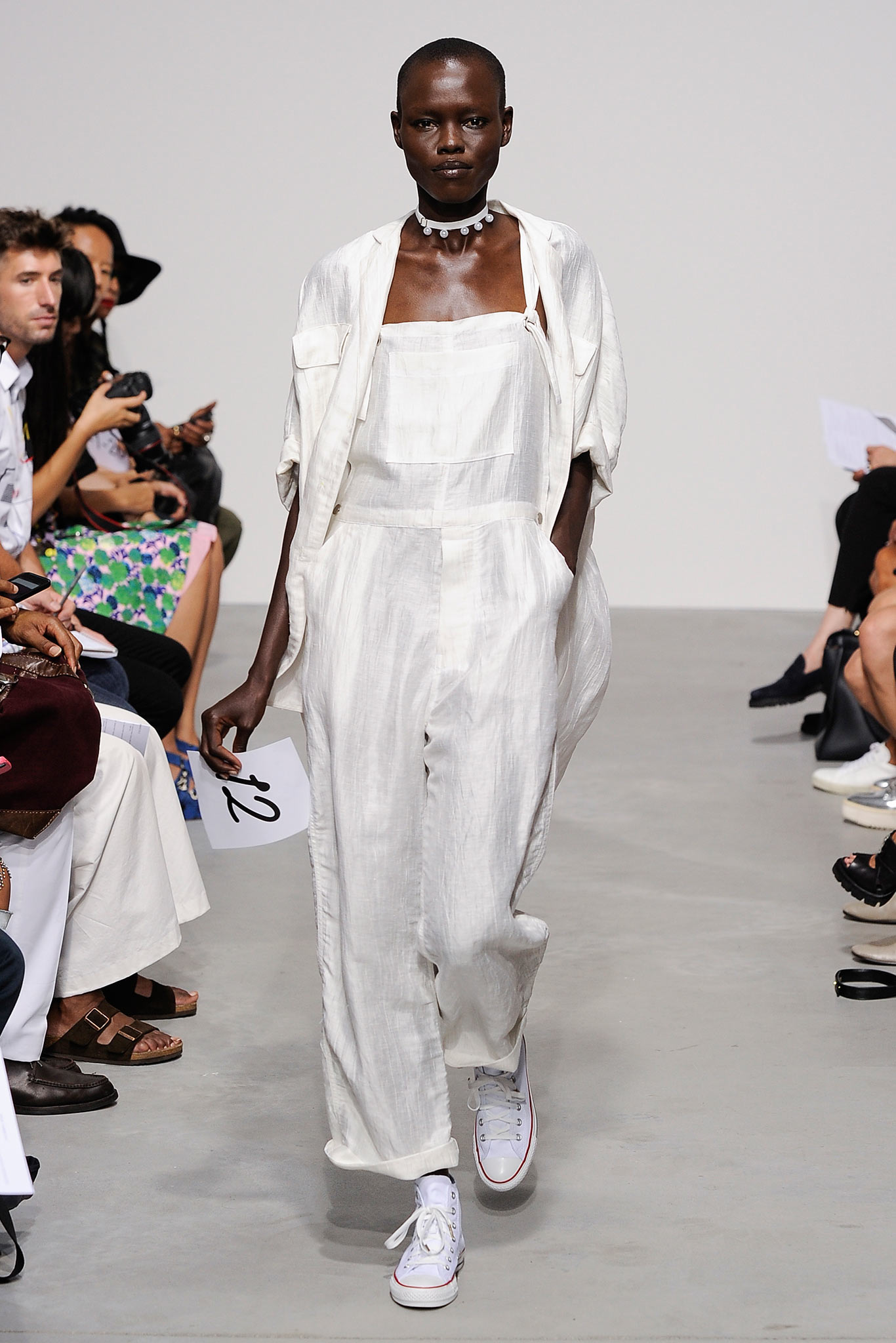 white relaxed jumpsuit with oversized jacket