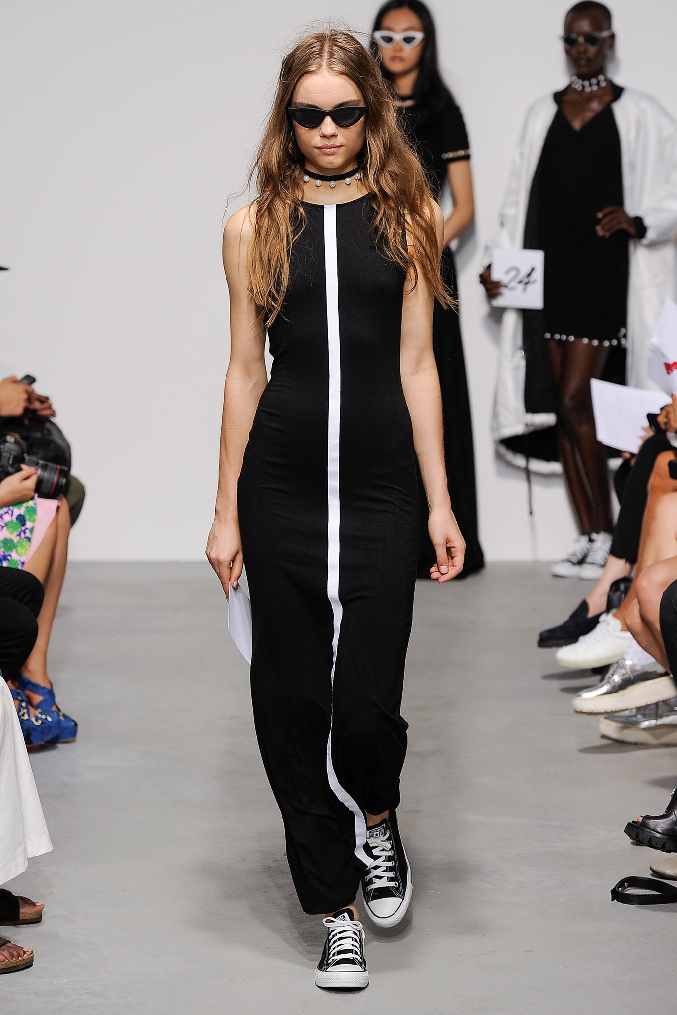 black and white color-blocked dress