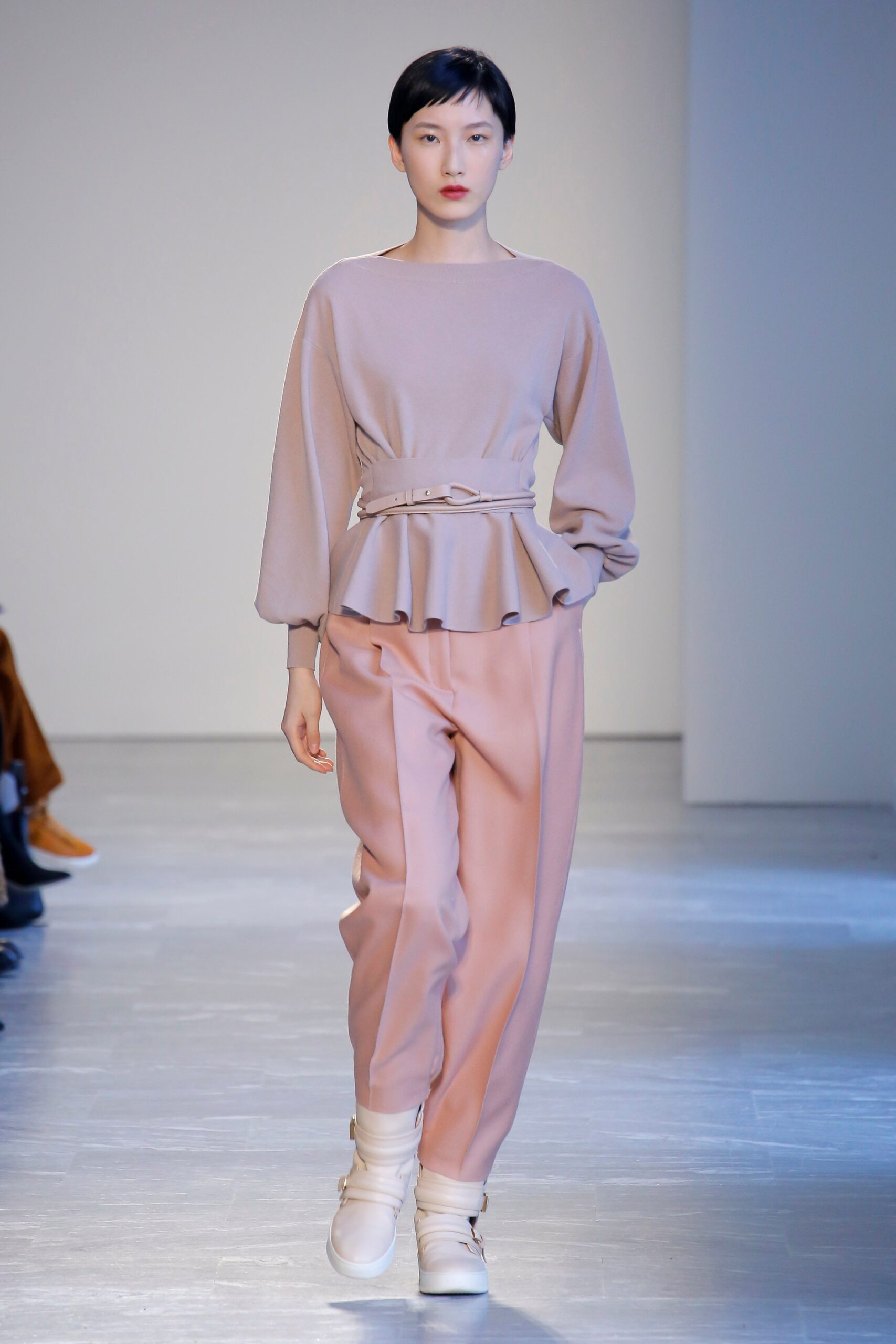 pink cotton relaxed straight-leg pants