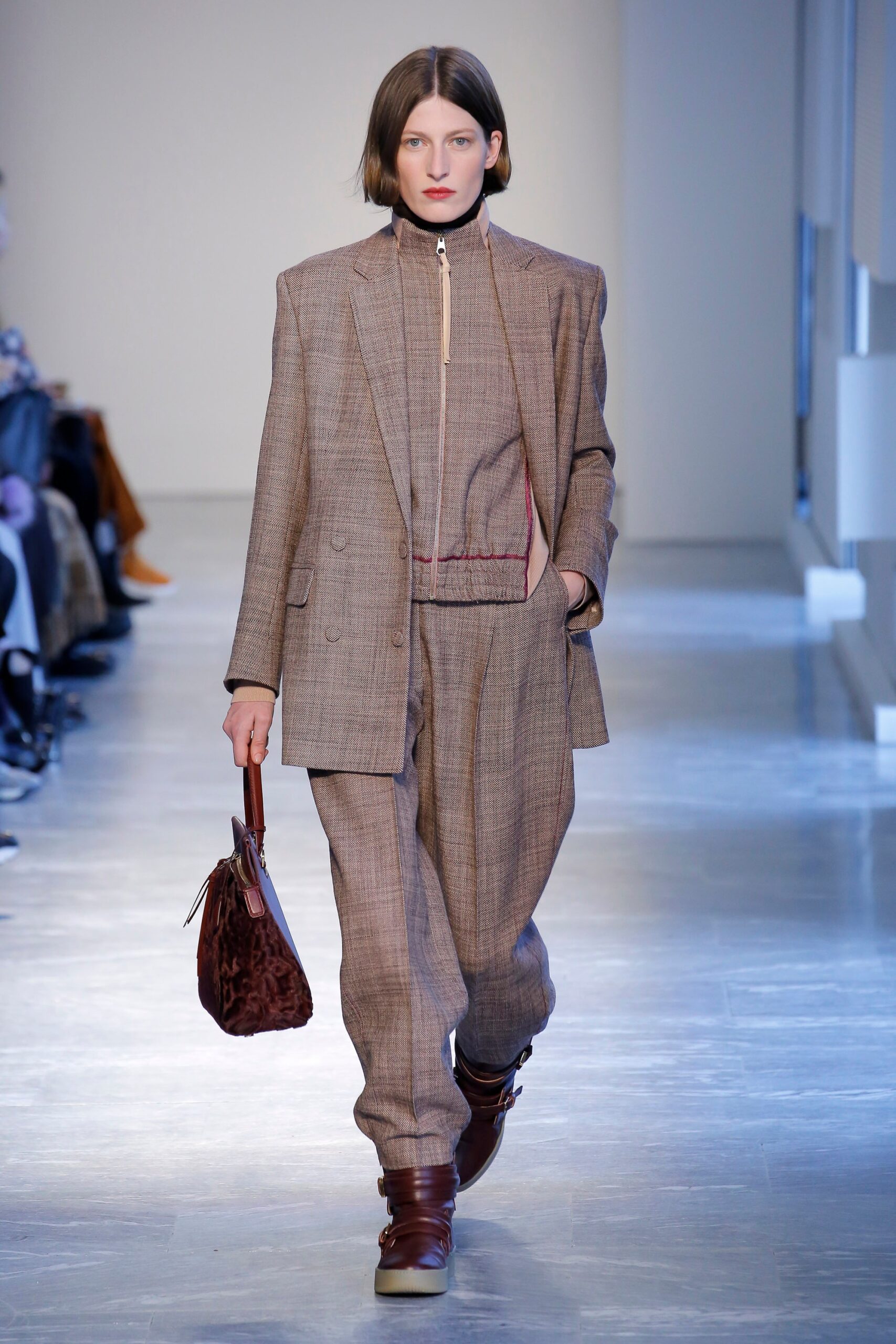 brown checked wool suit
