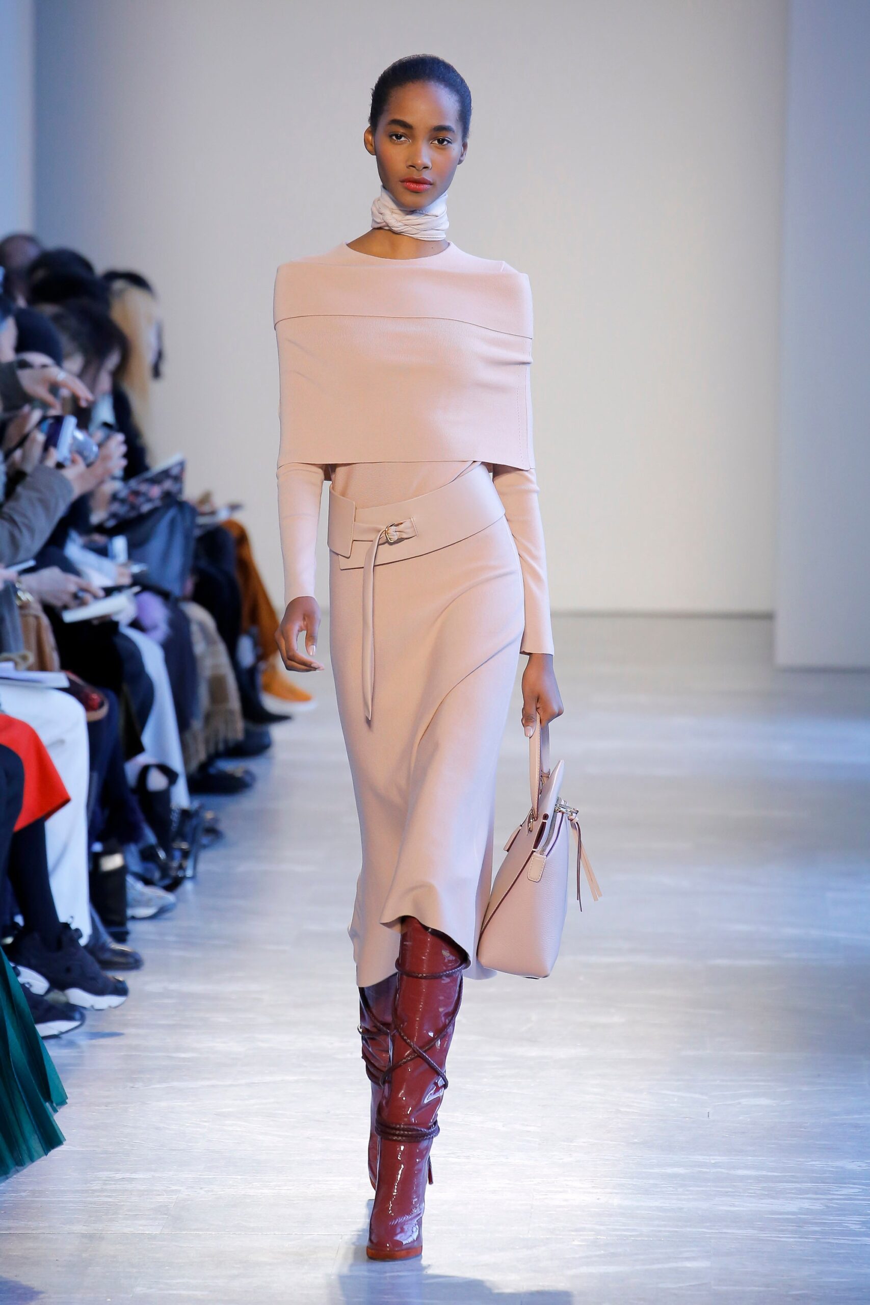 pink fitted midi dress