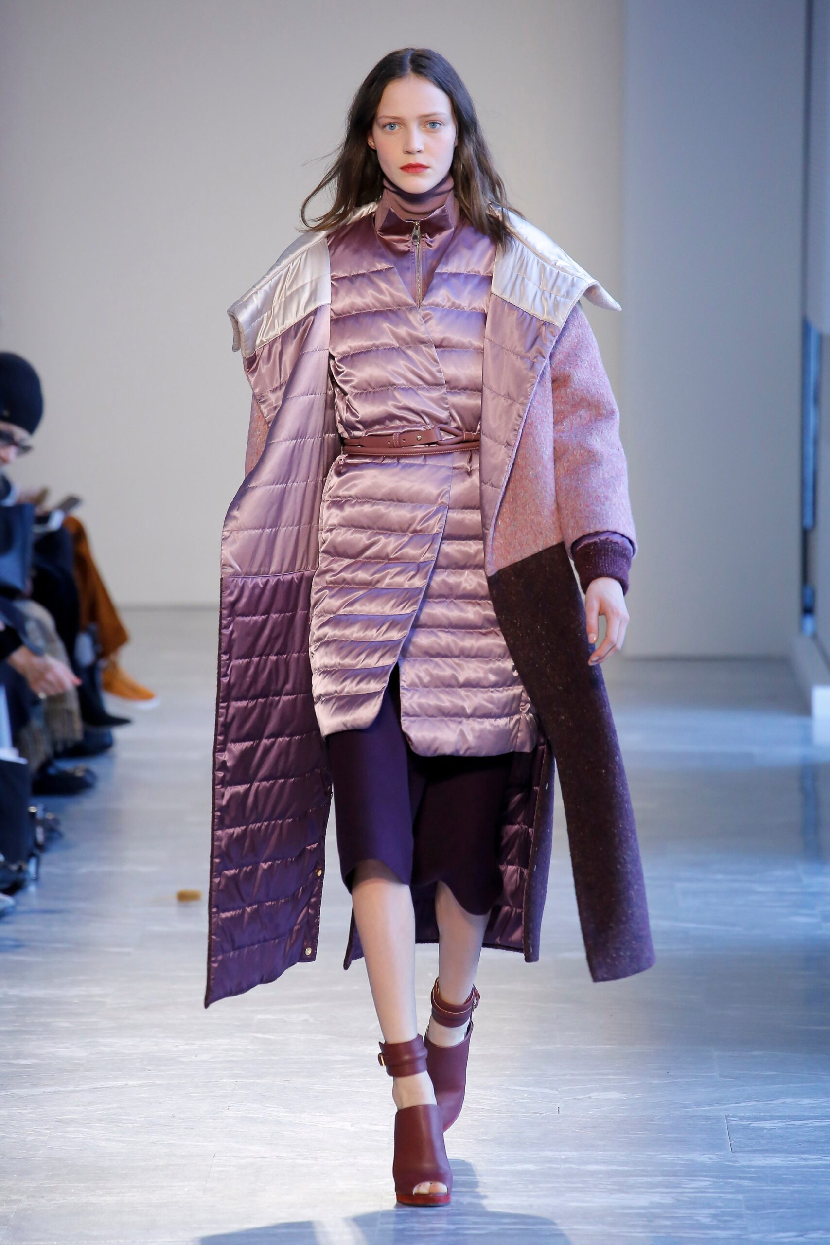 purple layered coat and dress