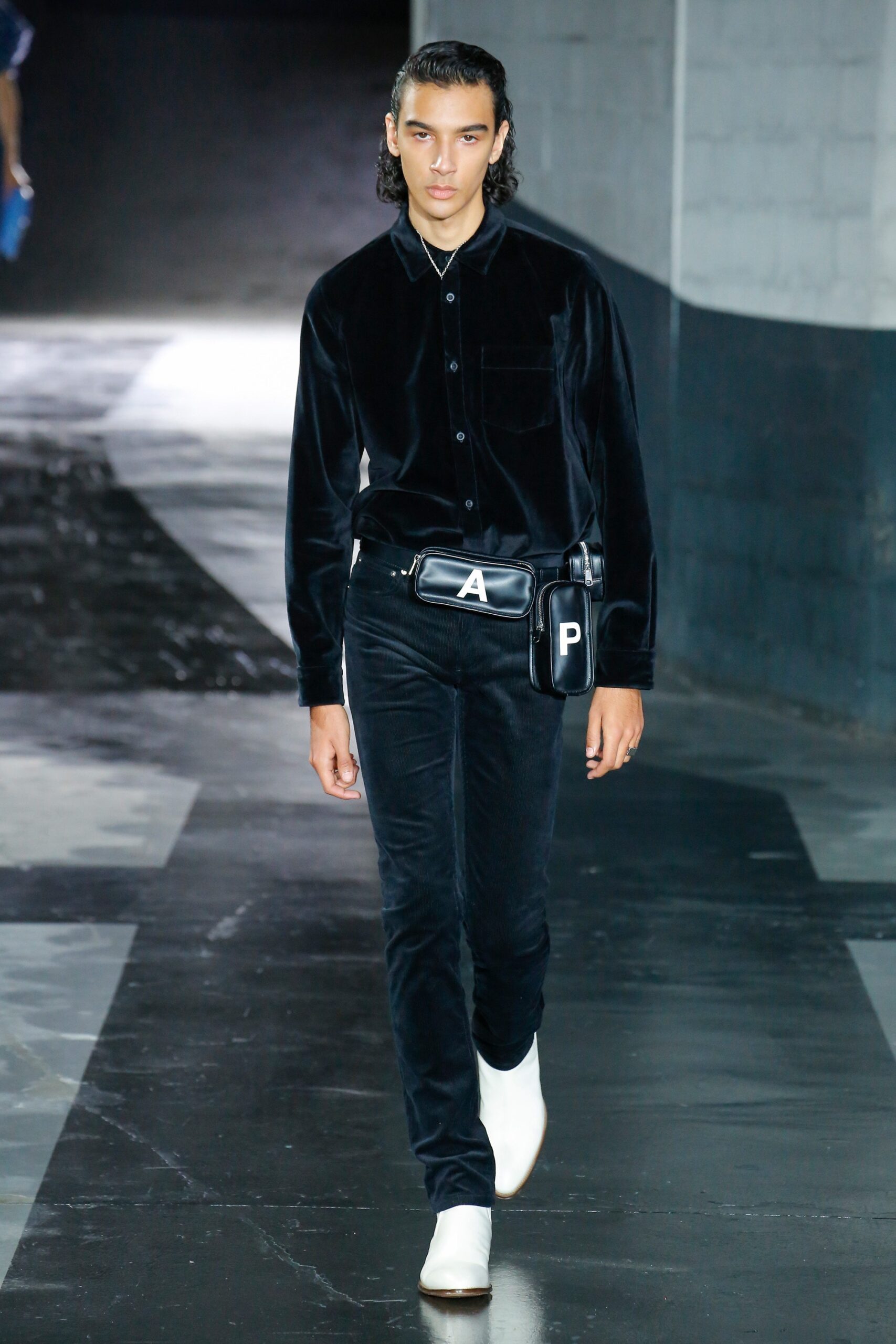 black velvet shirt and pants