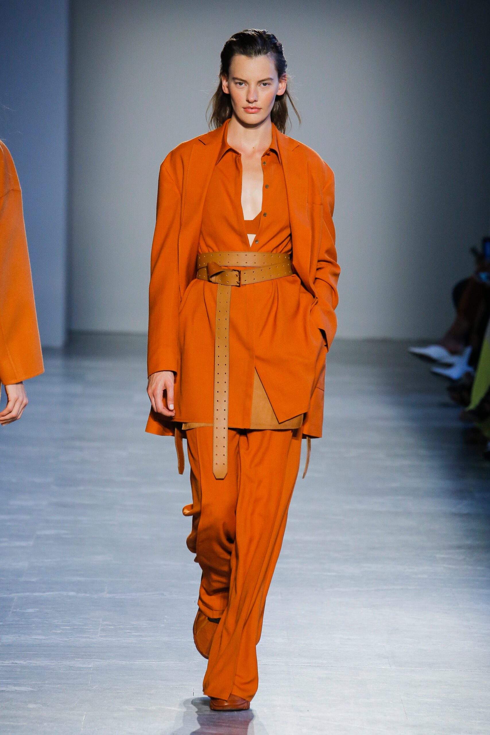 orange relaxed blazer and pants