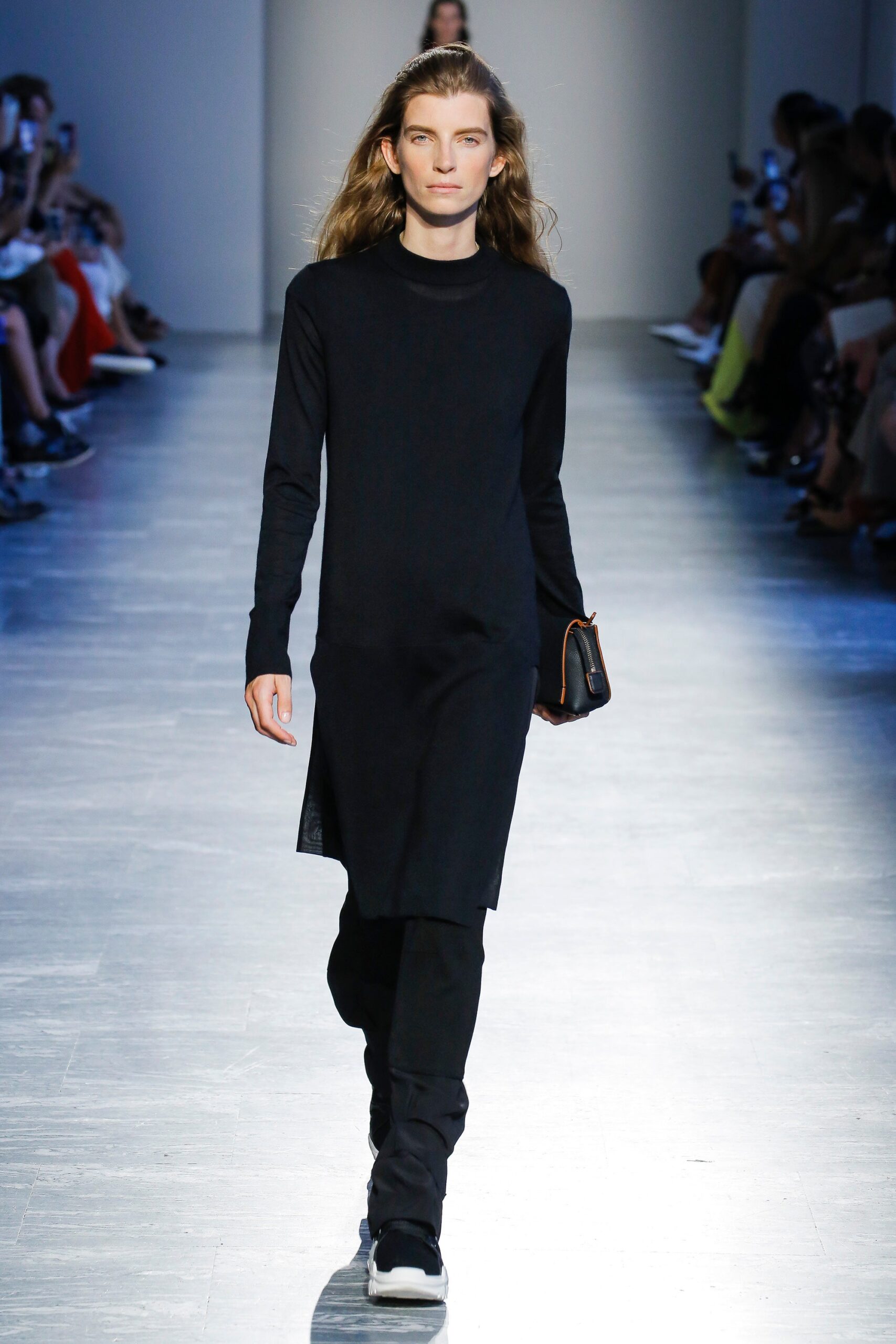 black fitted midi dress with pants