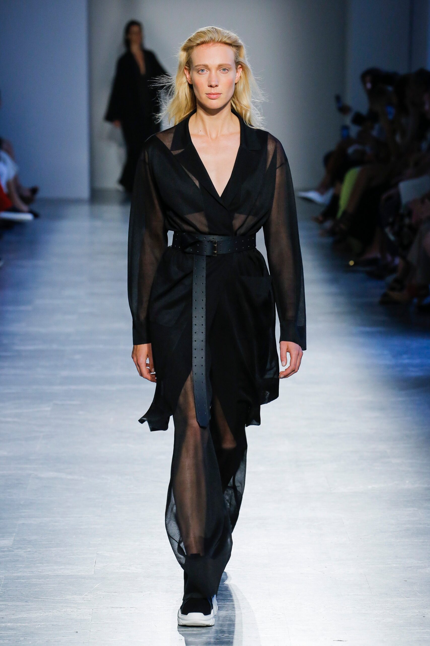 black silk belted midi dress