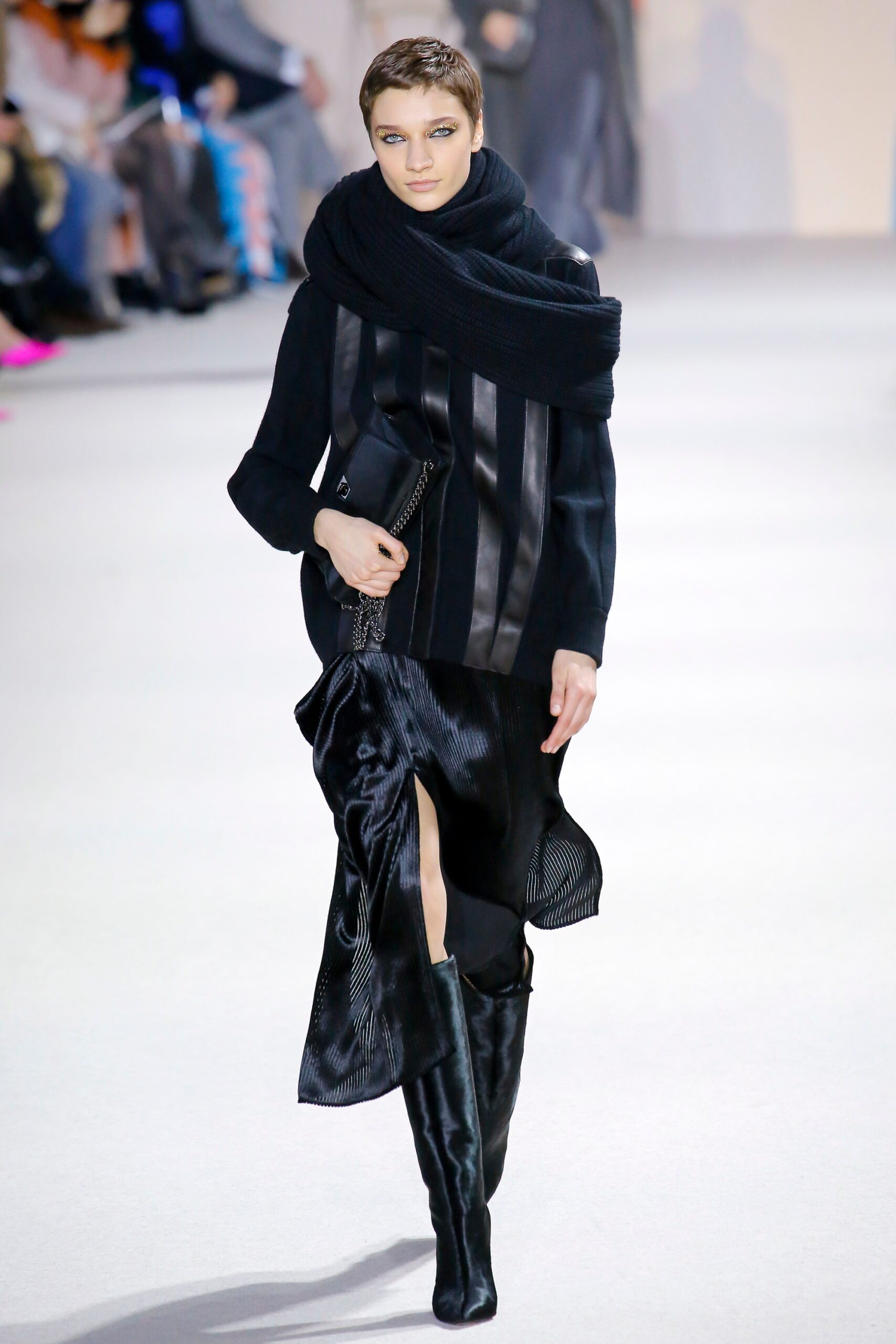 black silk sleeveless v-neck fitted layered flowing dress
