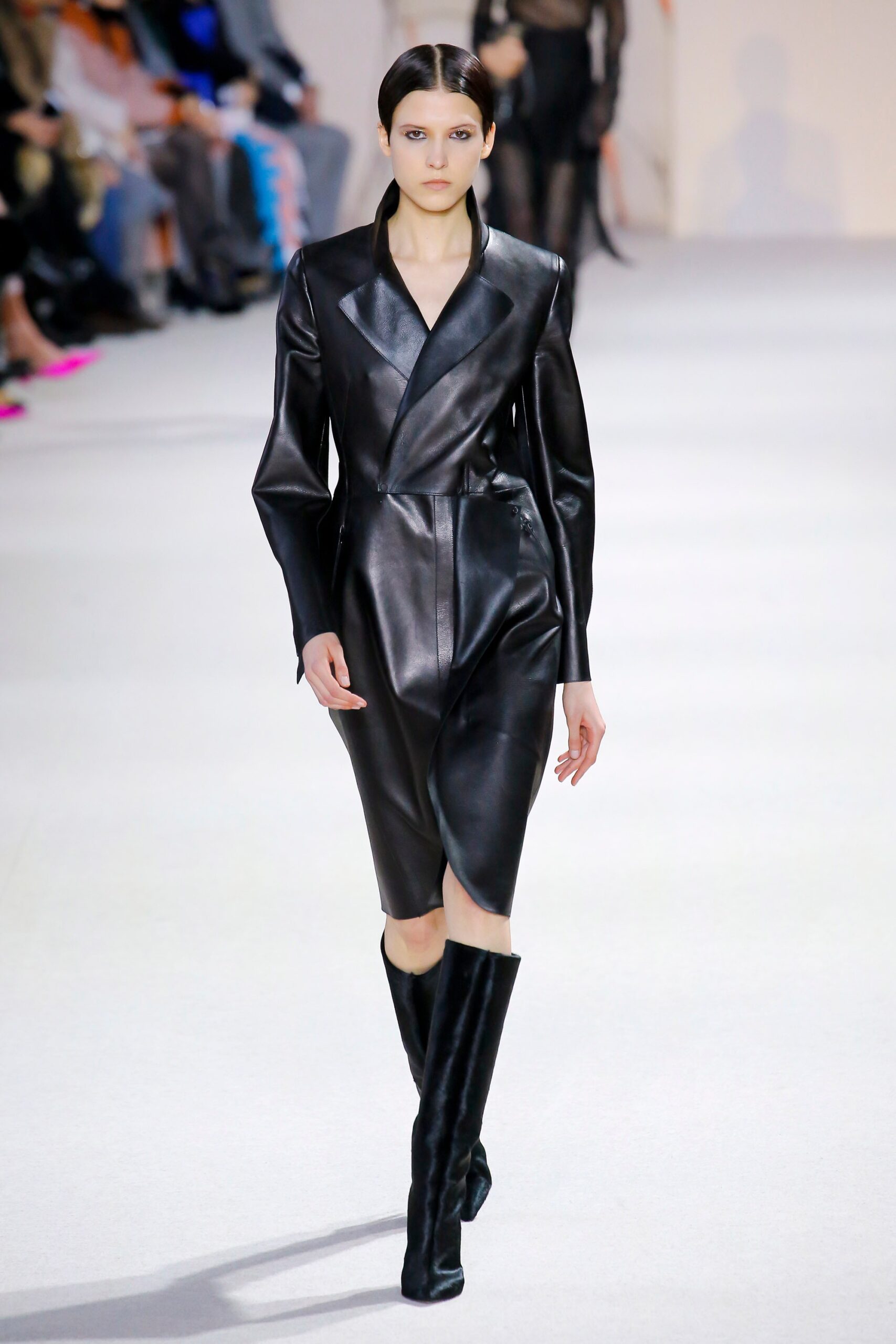 black leather fitted boots