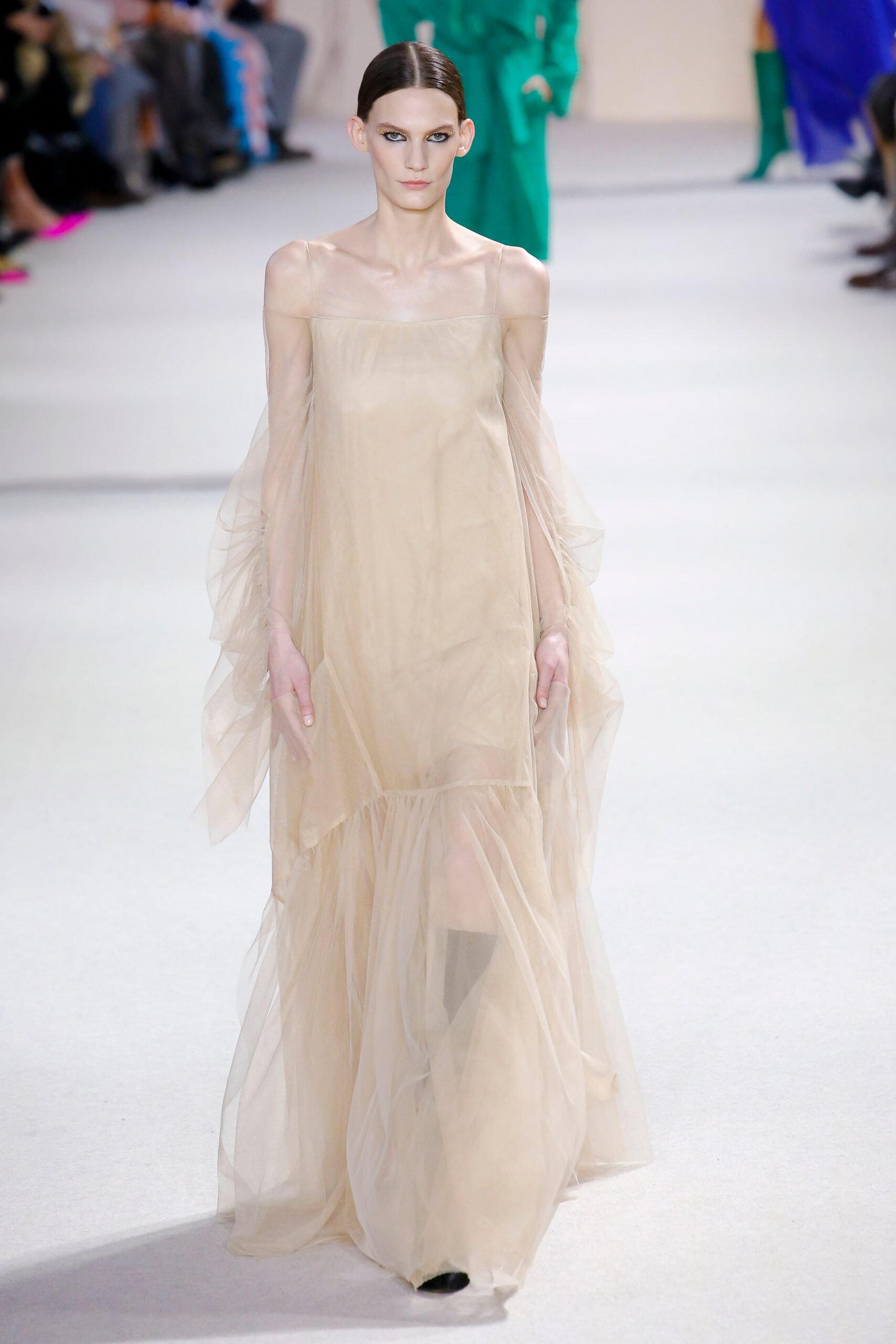 beige silk sleeveless dress