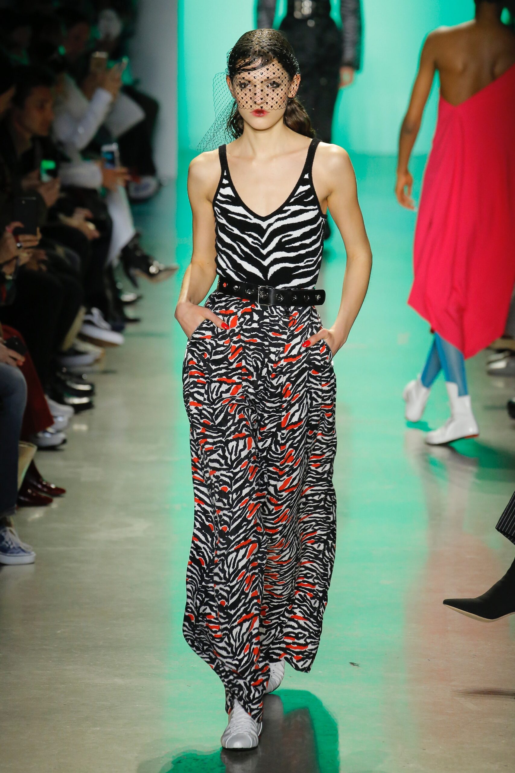 black and white printed jumpsuit