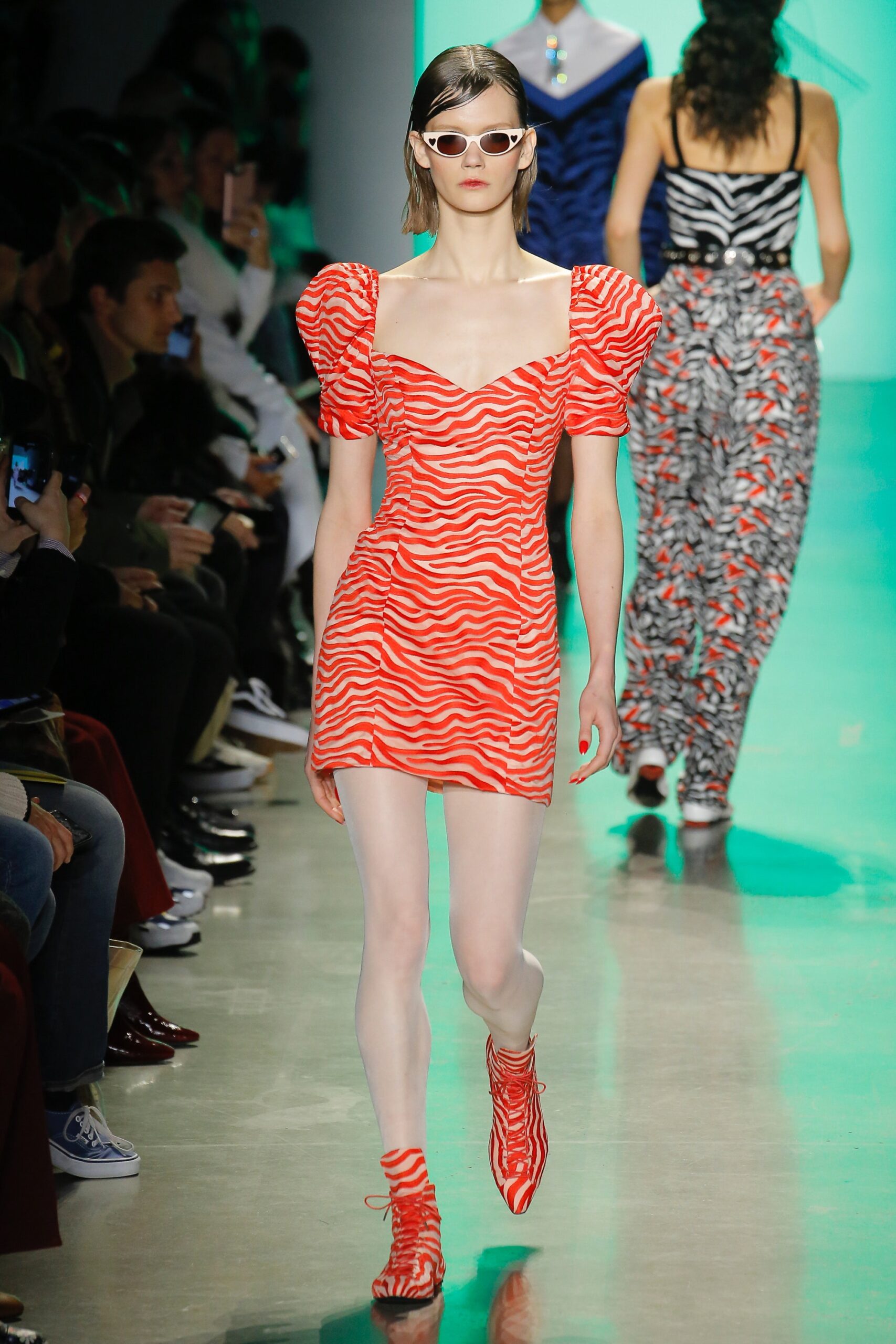 red and white printed mini-dress