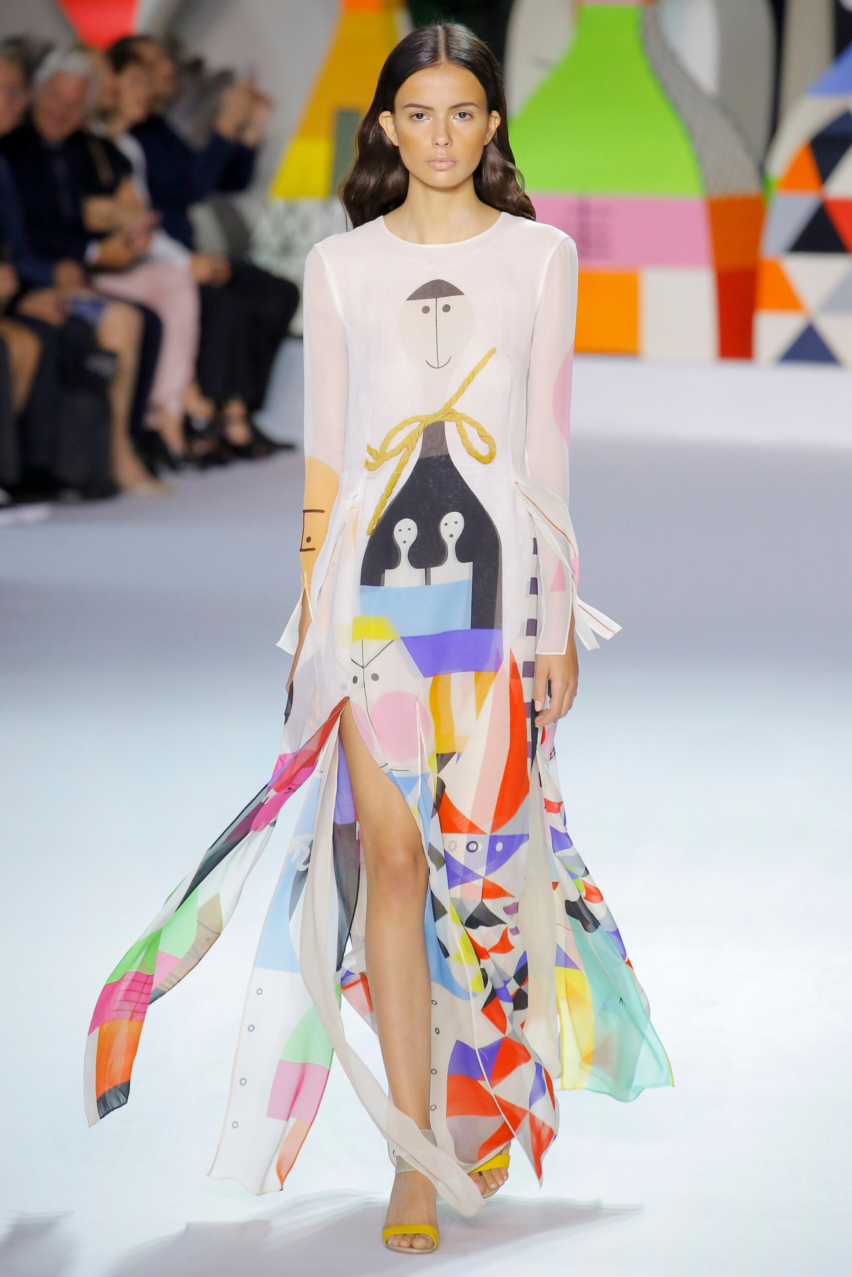 multi-colored chiffon maxi dress