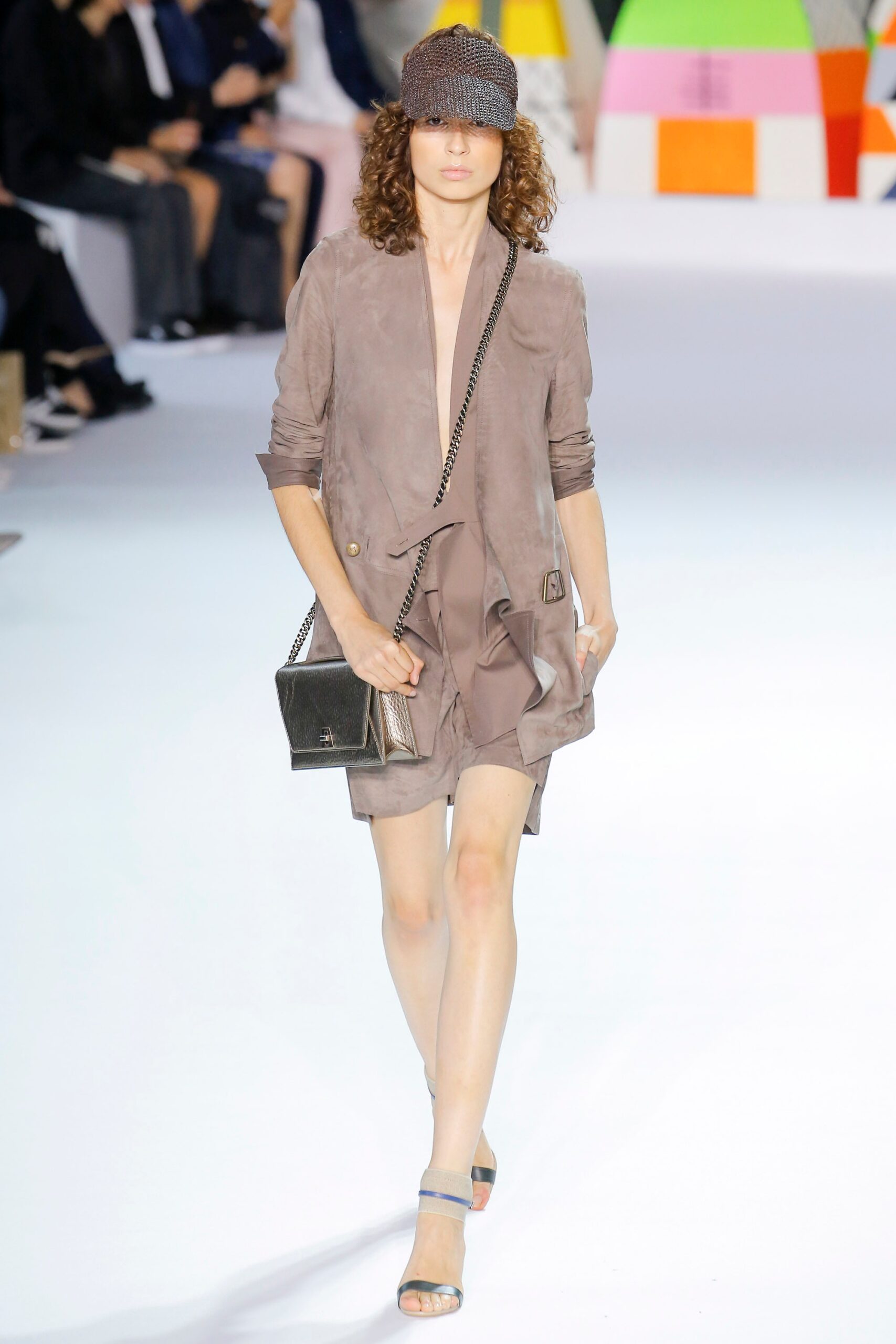 beige fitted sleeveless dress