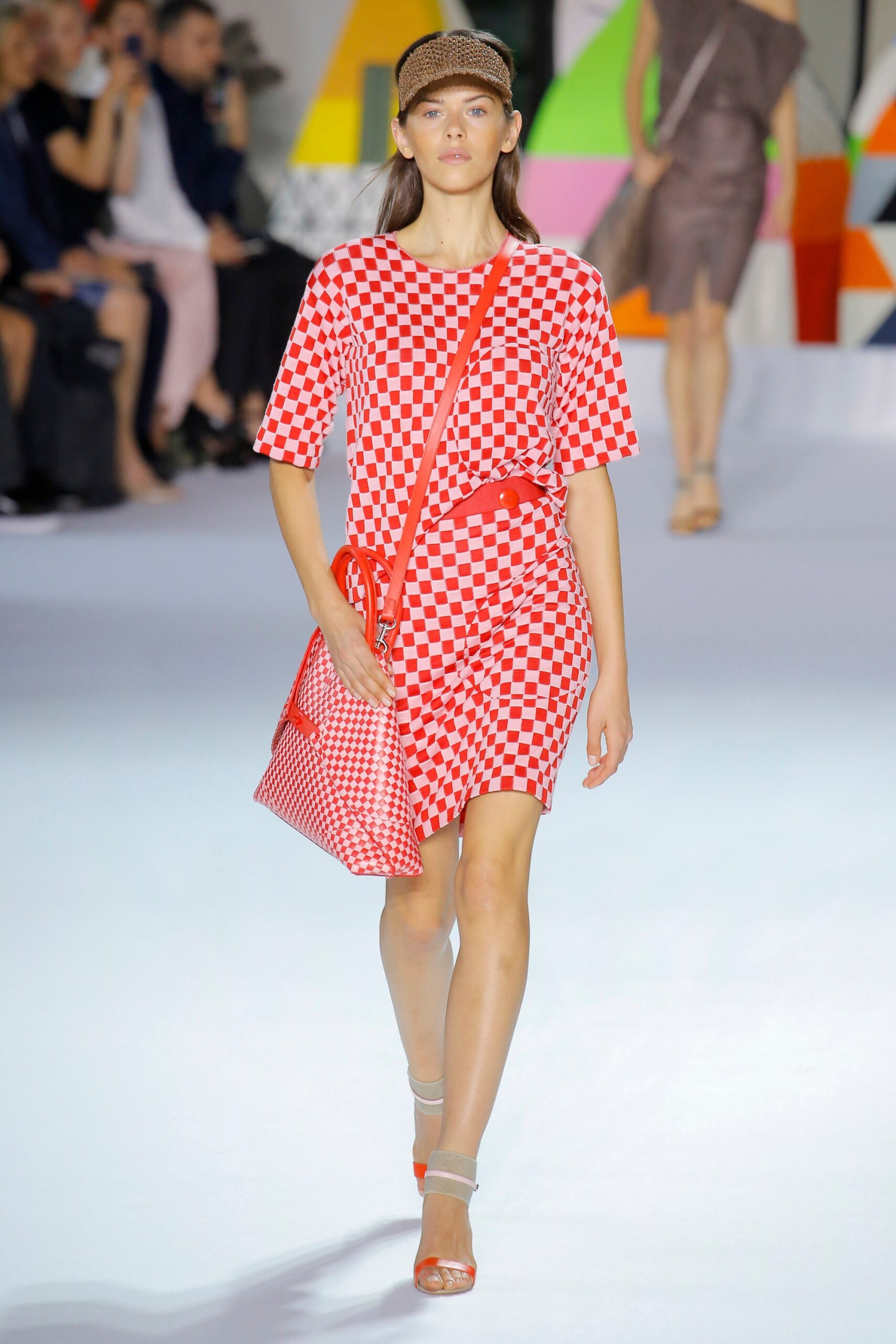red and white checked dress