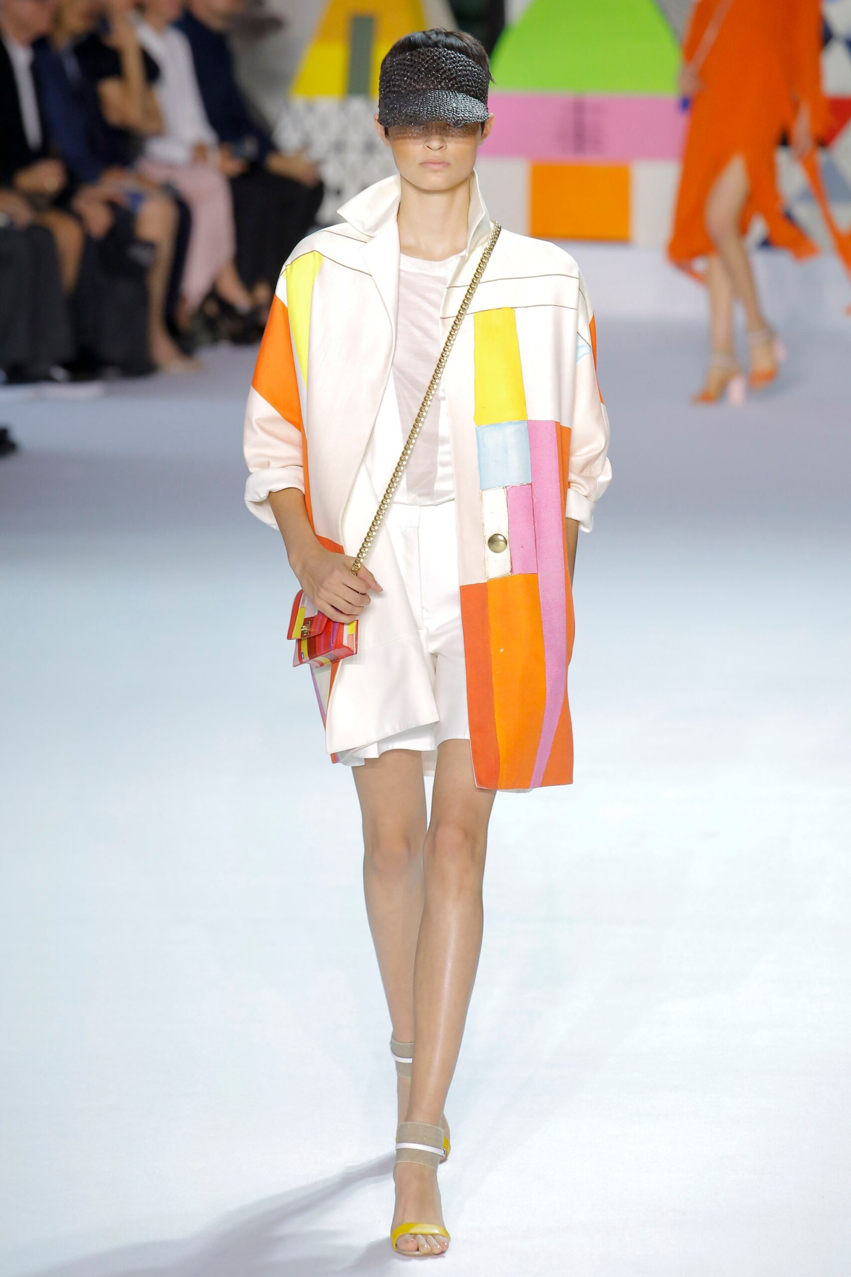 color-blocked relaxed jacket with shorts