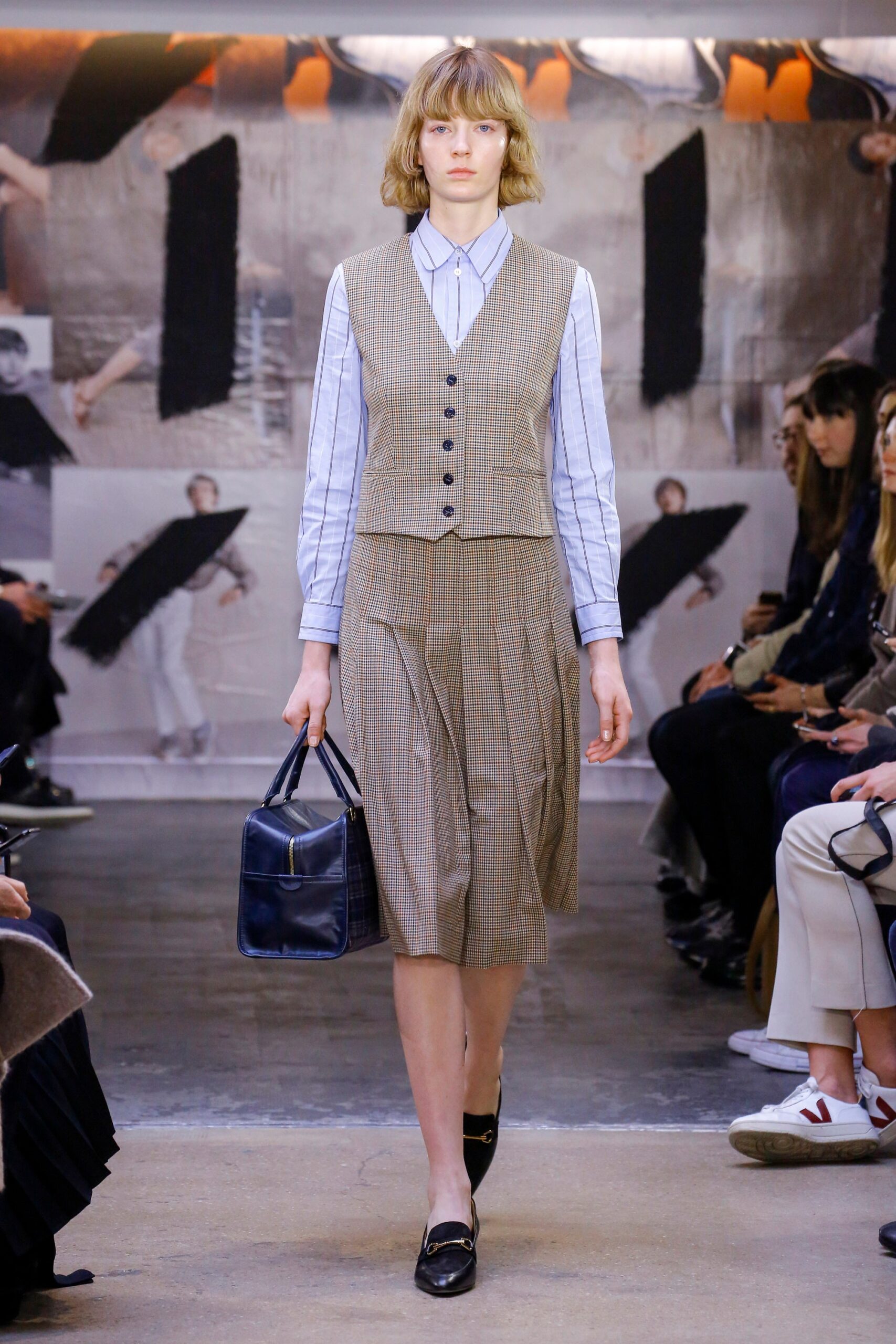 brown cotton sleeveless collared fitted checked buttoned vest