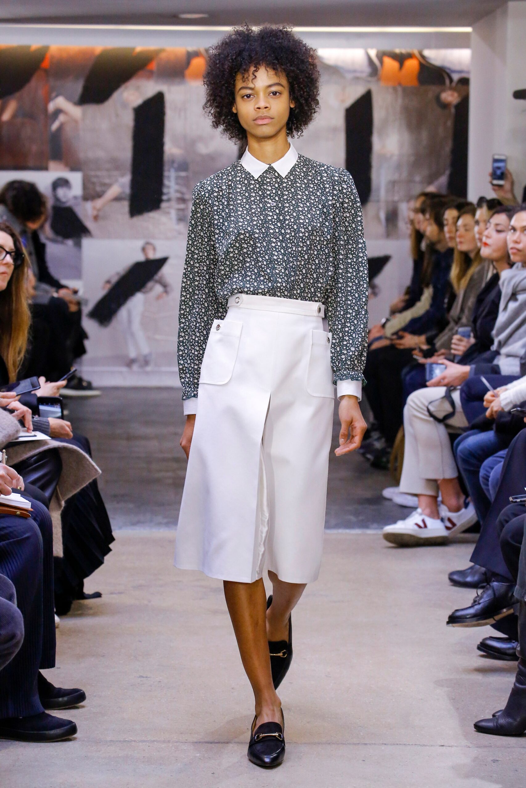 white cotton relaxed pencil midi skirt
