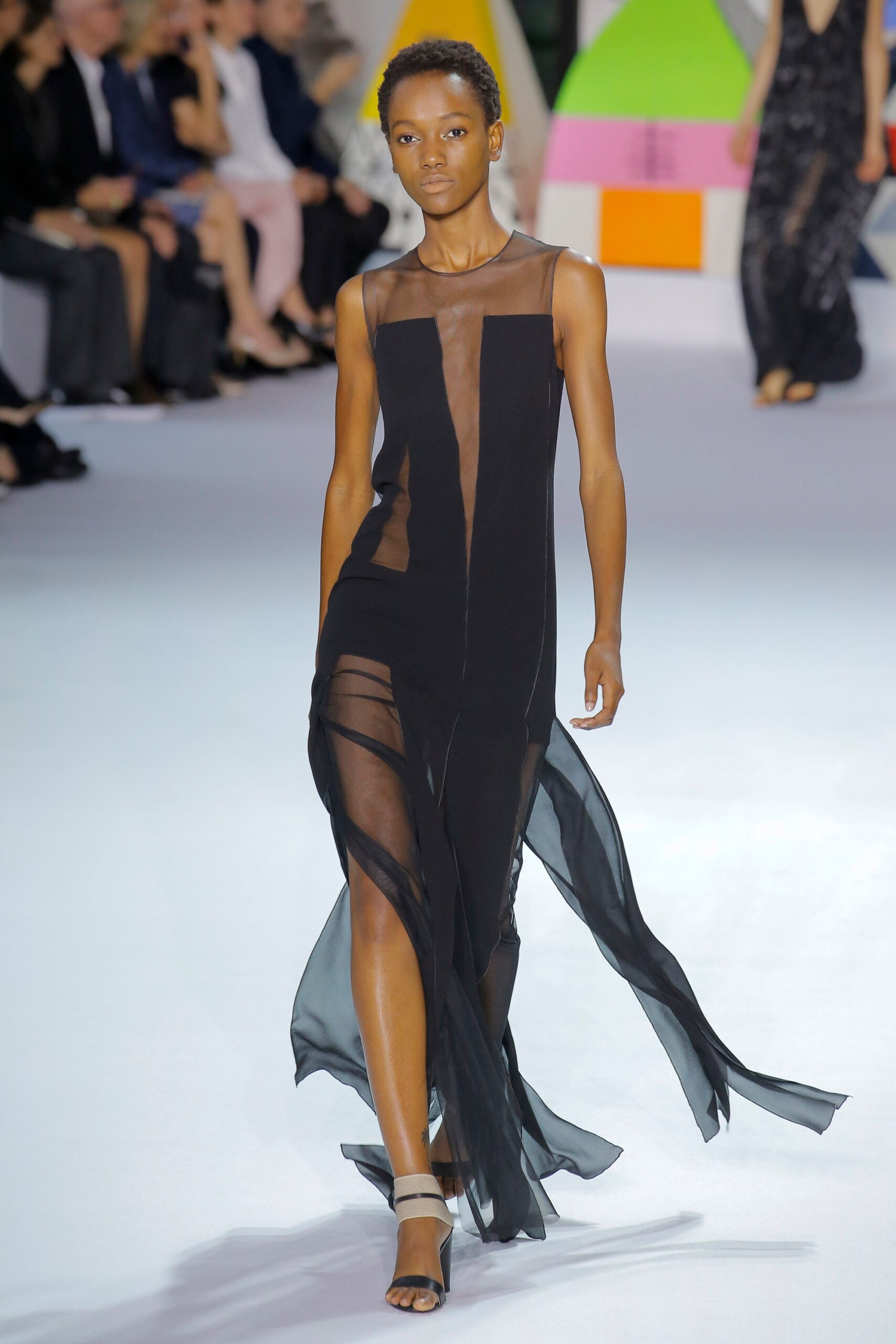 black sheer flowing dress