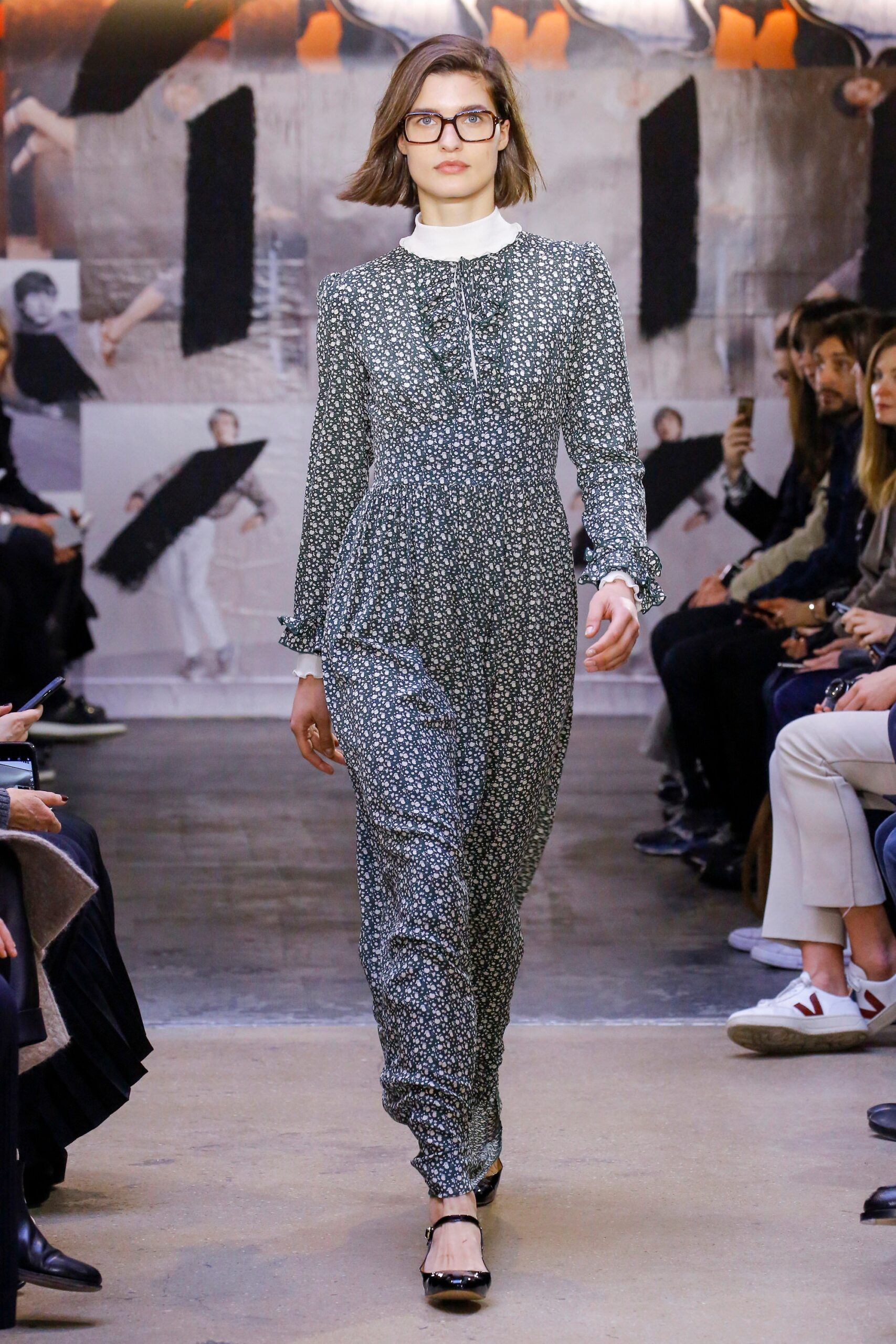 green floral fitted jumpsuit