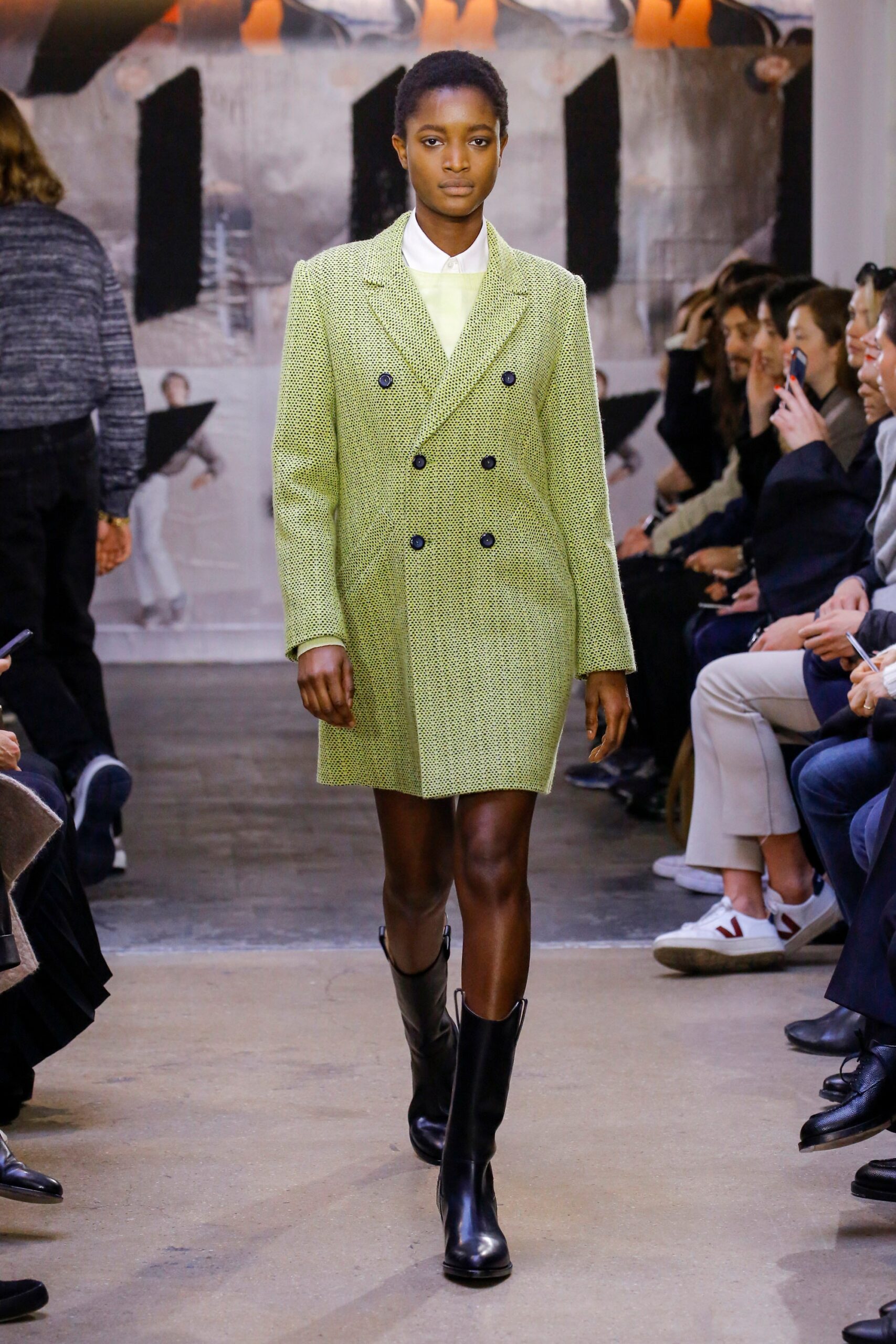 fitted green wool coat