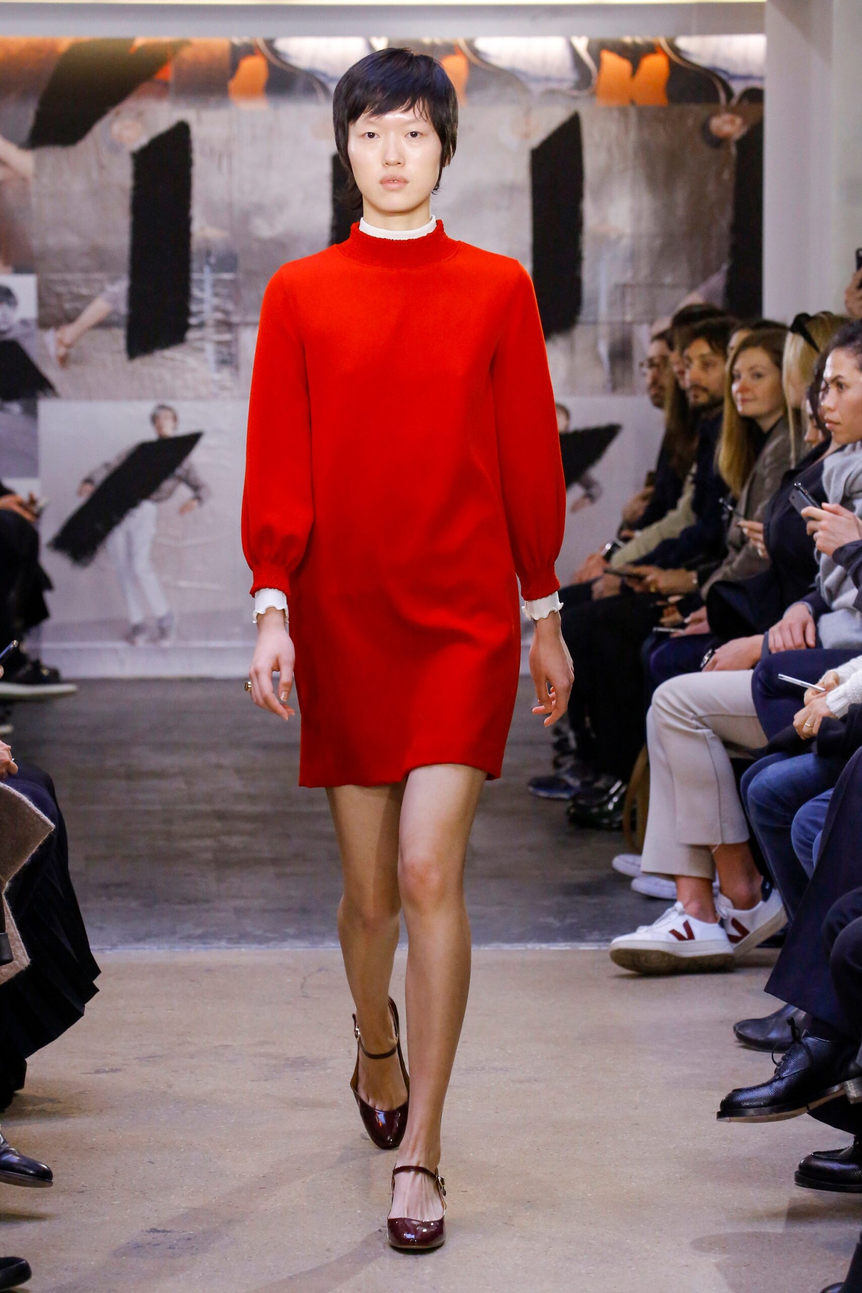 fitted red silk mini dress