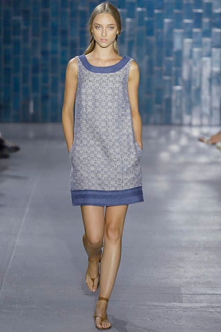 blue and white printed dress