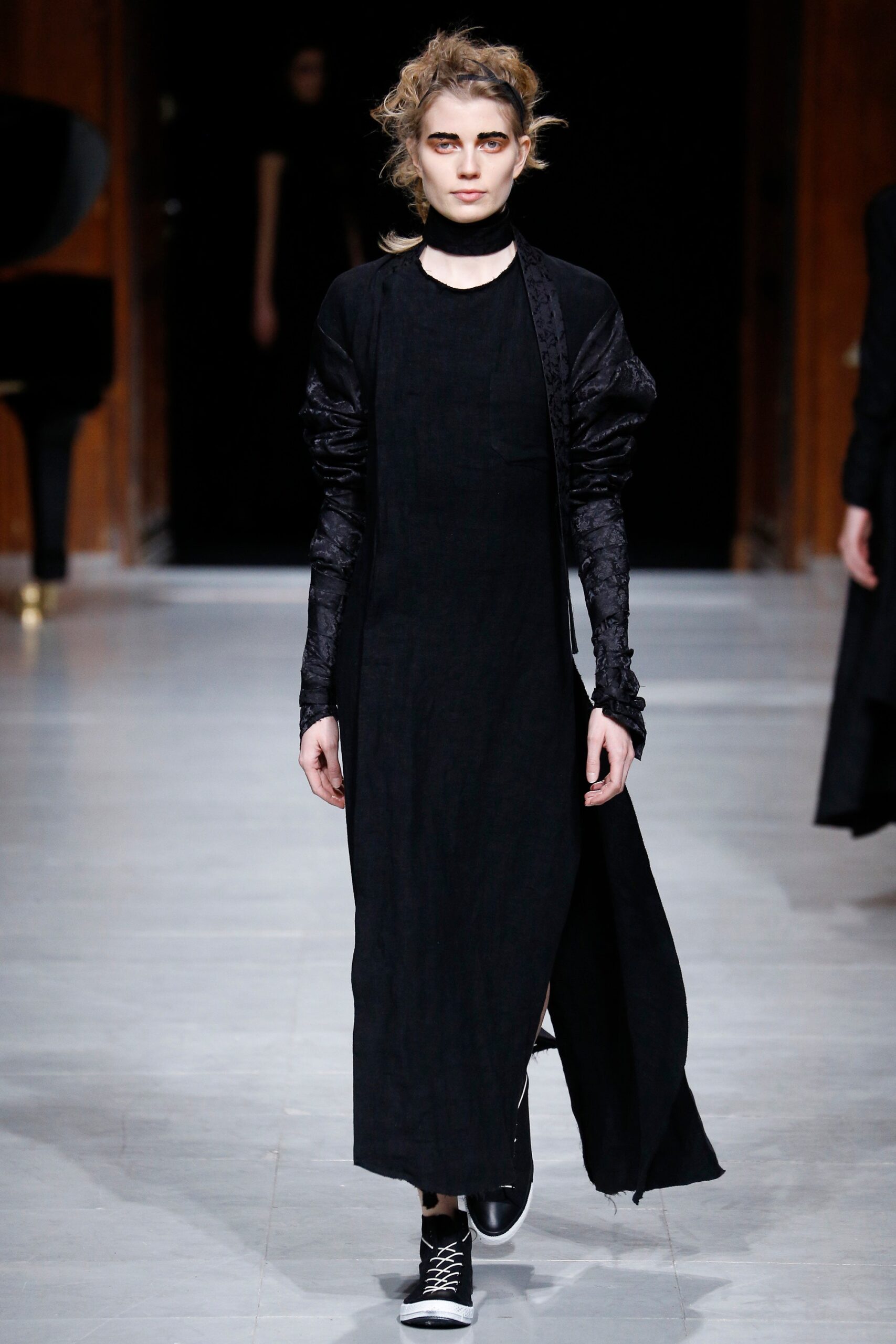 black midi dress with coat