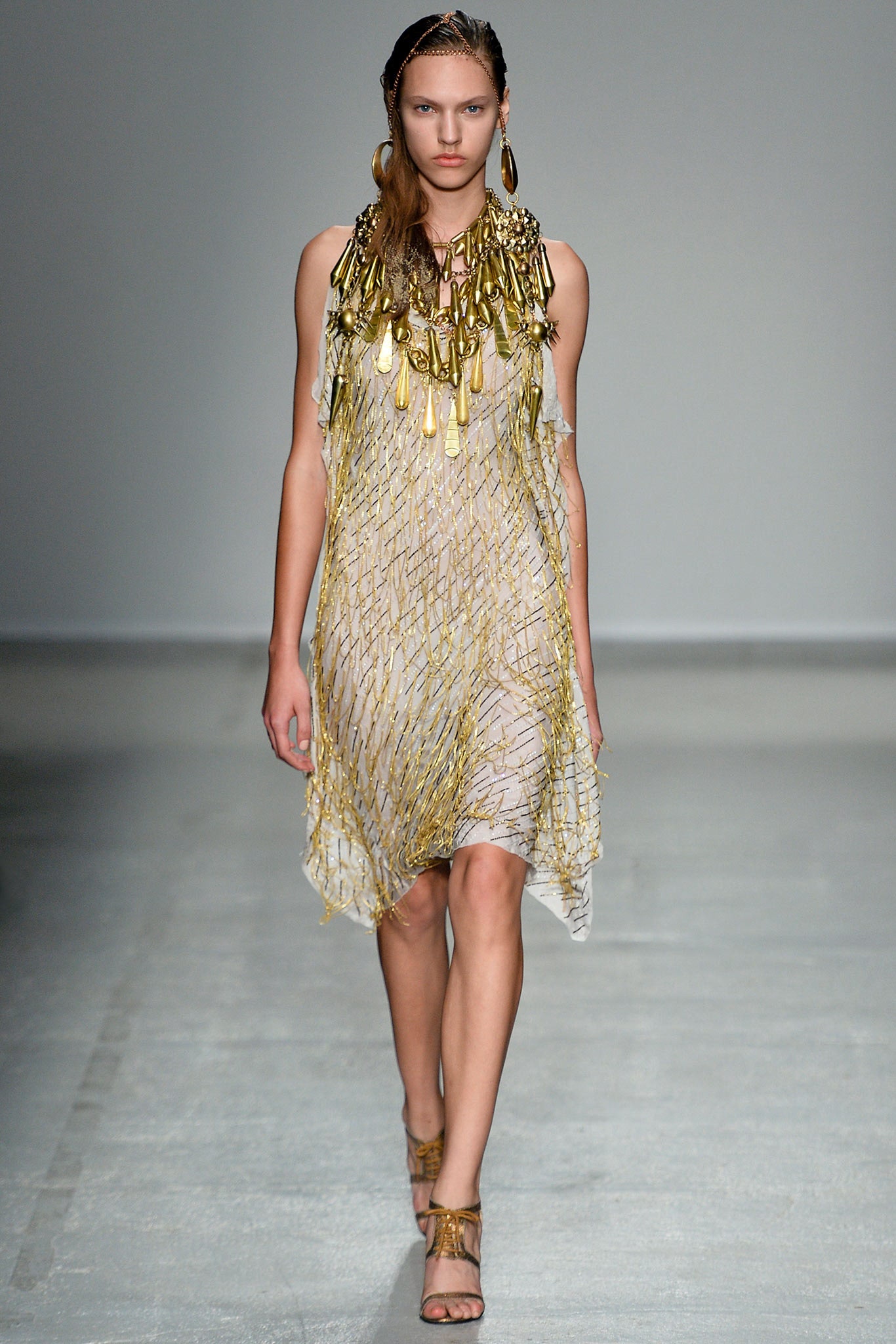 gold and white sheer dress