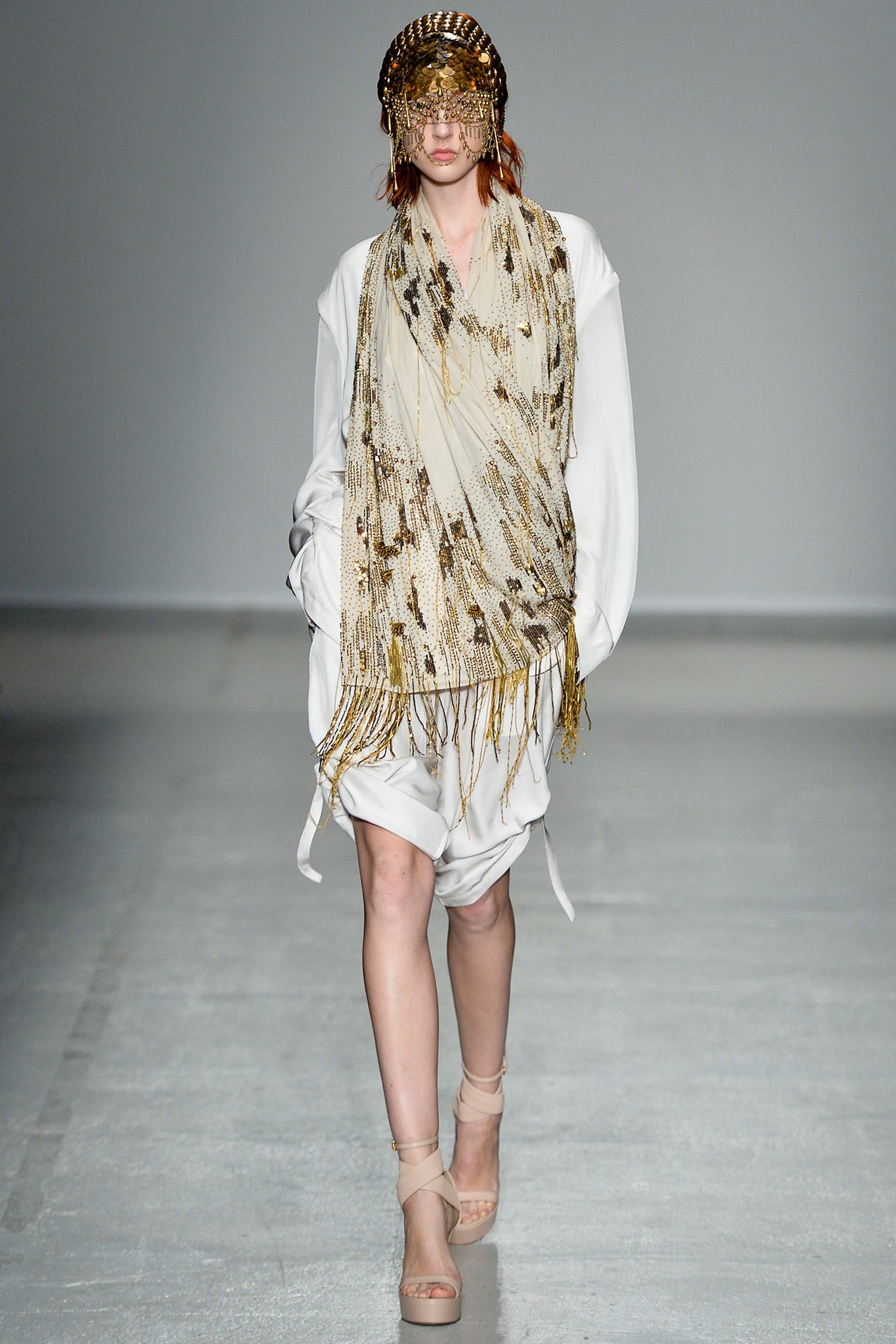 white relaxed silk dress with fringes