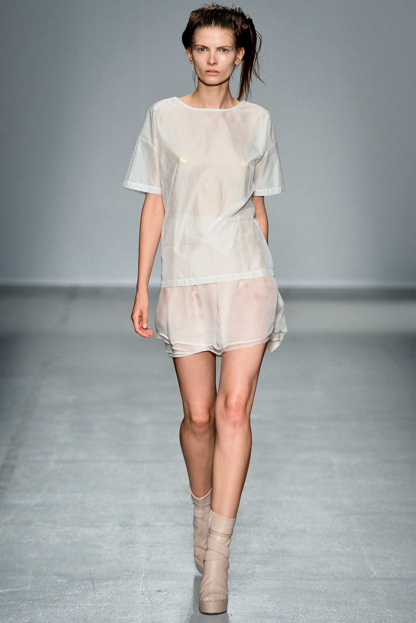 white mesh relaxed sheer flowing short shorts