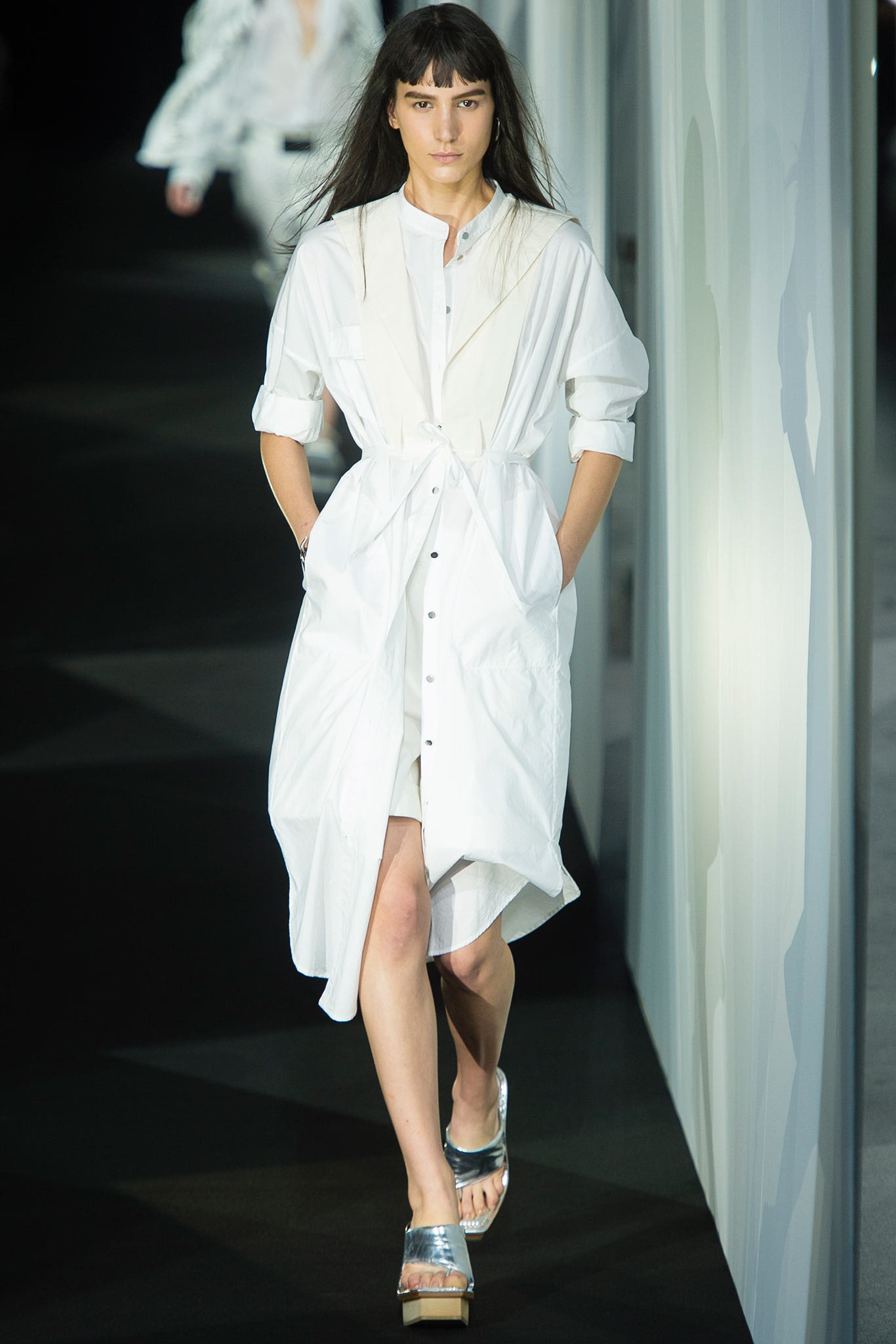 white relaxed shirt-dress