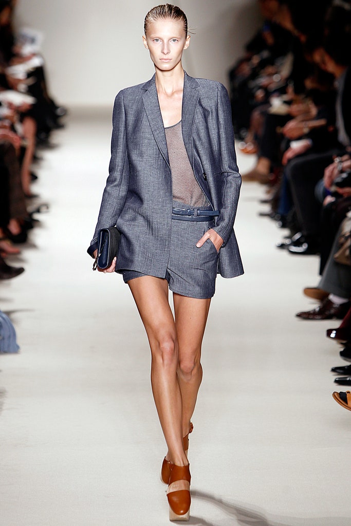 gray tailored blazer and shorts