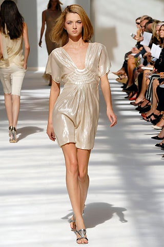 beige silk fitted dress