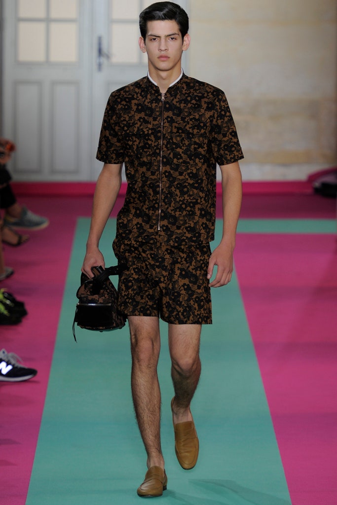 brown printed shirt and shorts
