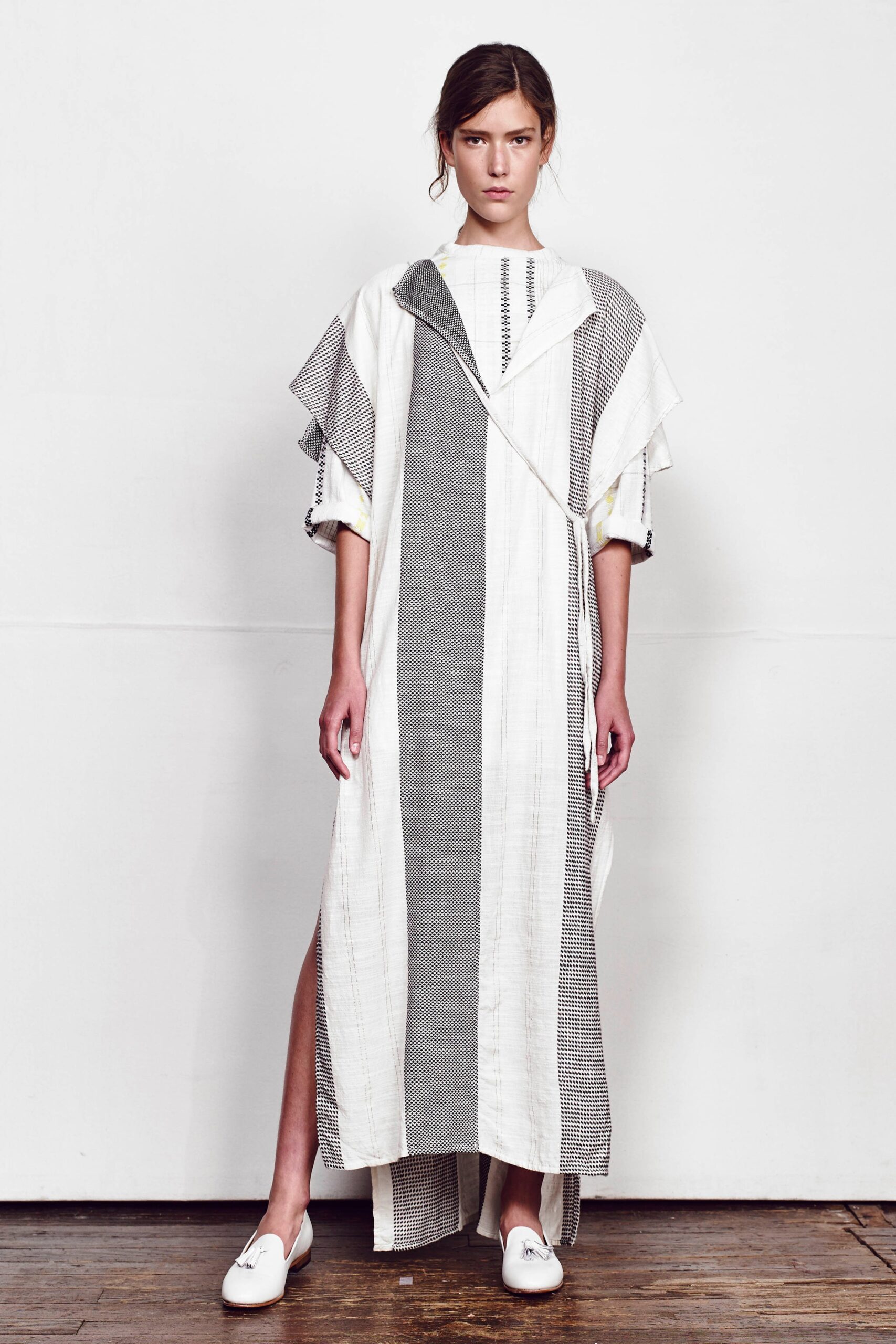 white and gray relaxed maxi dress