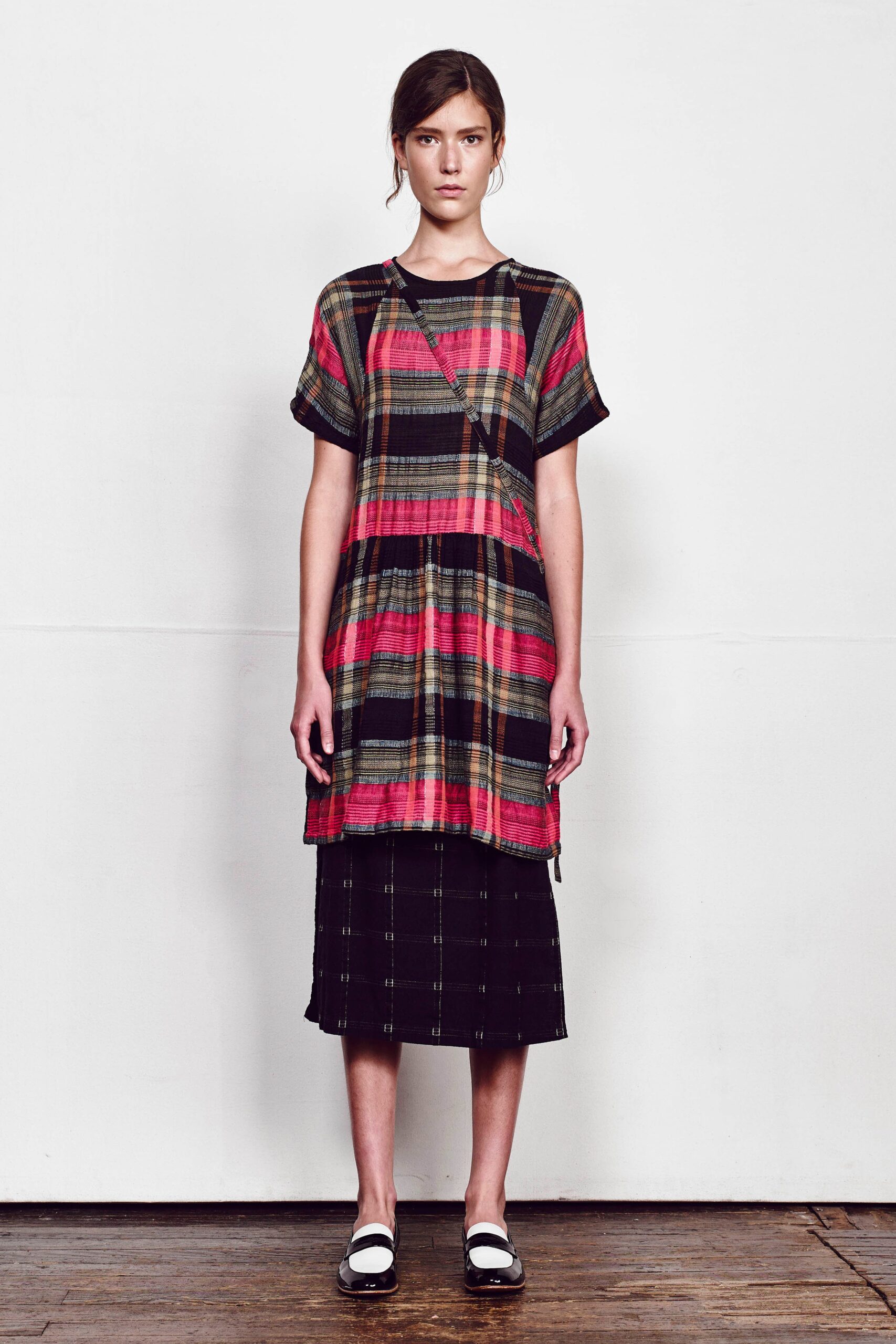 multi-colored relaxed midi dress