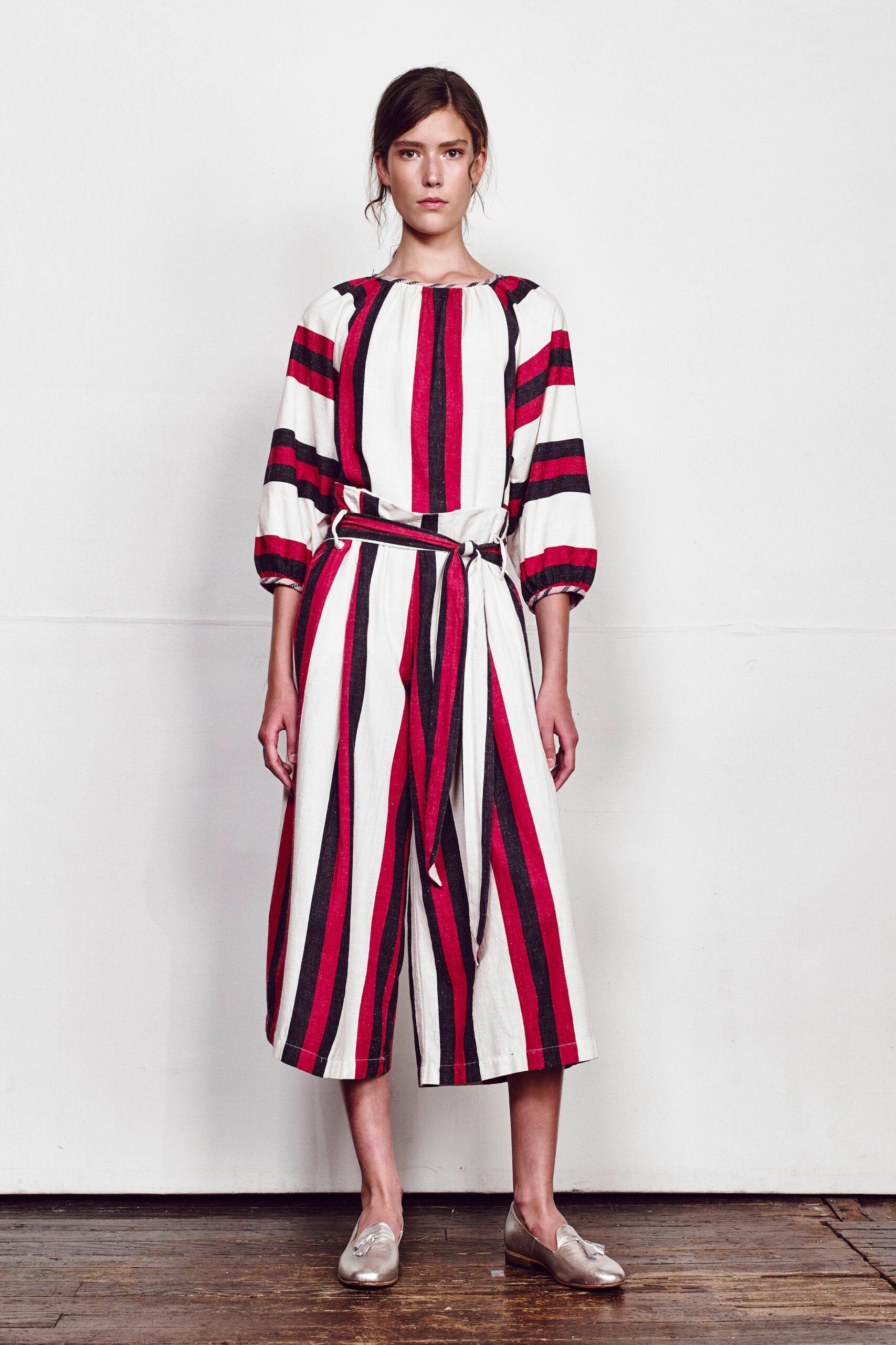 relaxed striped midi dress