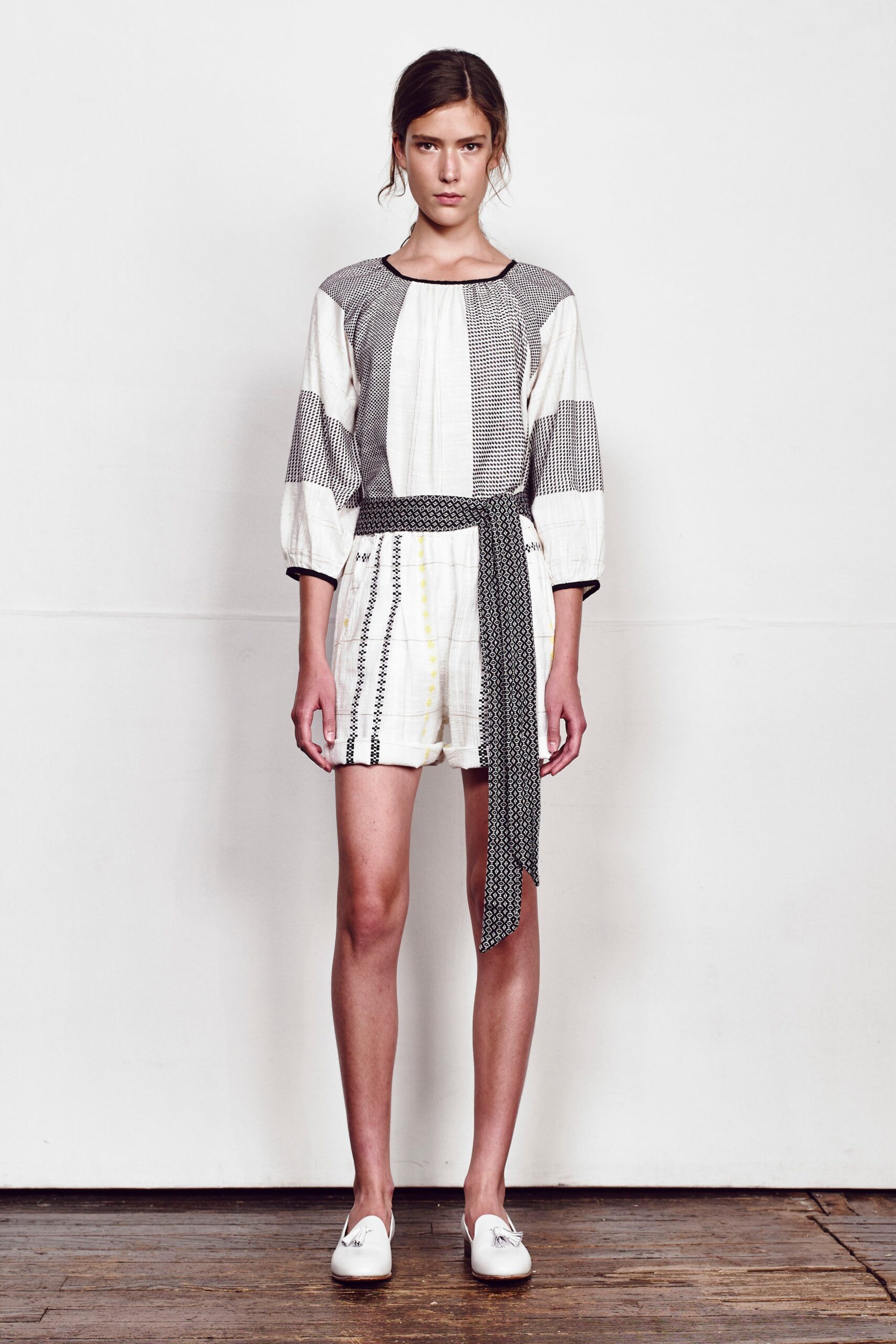 white and black striped romper