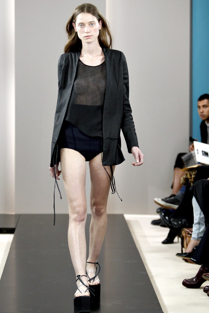 black fitted jacket and shorts