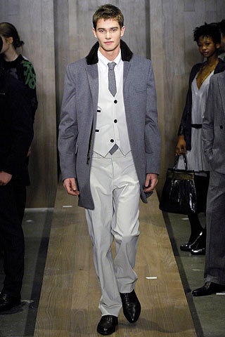 gray wool coat with tailored suit