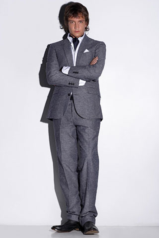 gray tailored suit with white shirt