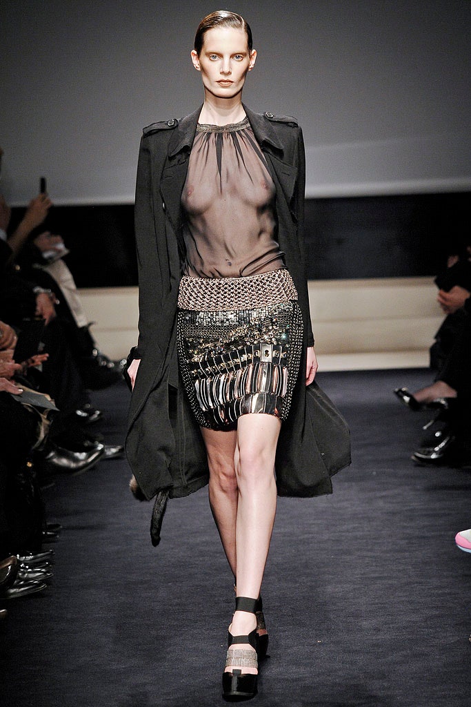 black silk long-sleeve collared fitted draped coat