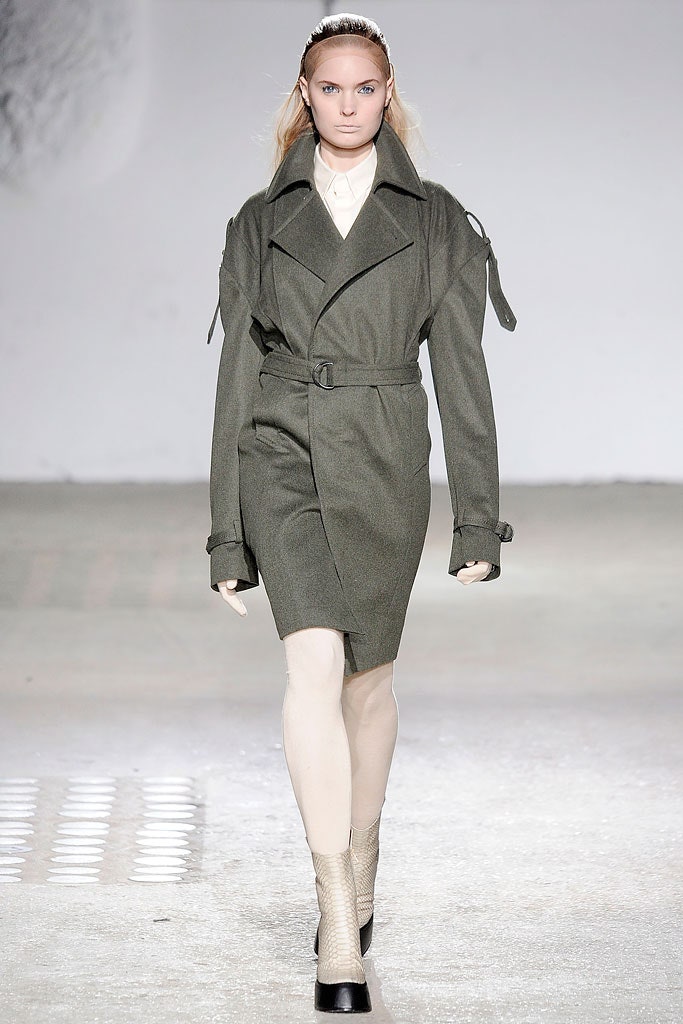 fitted green wool coat
