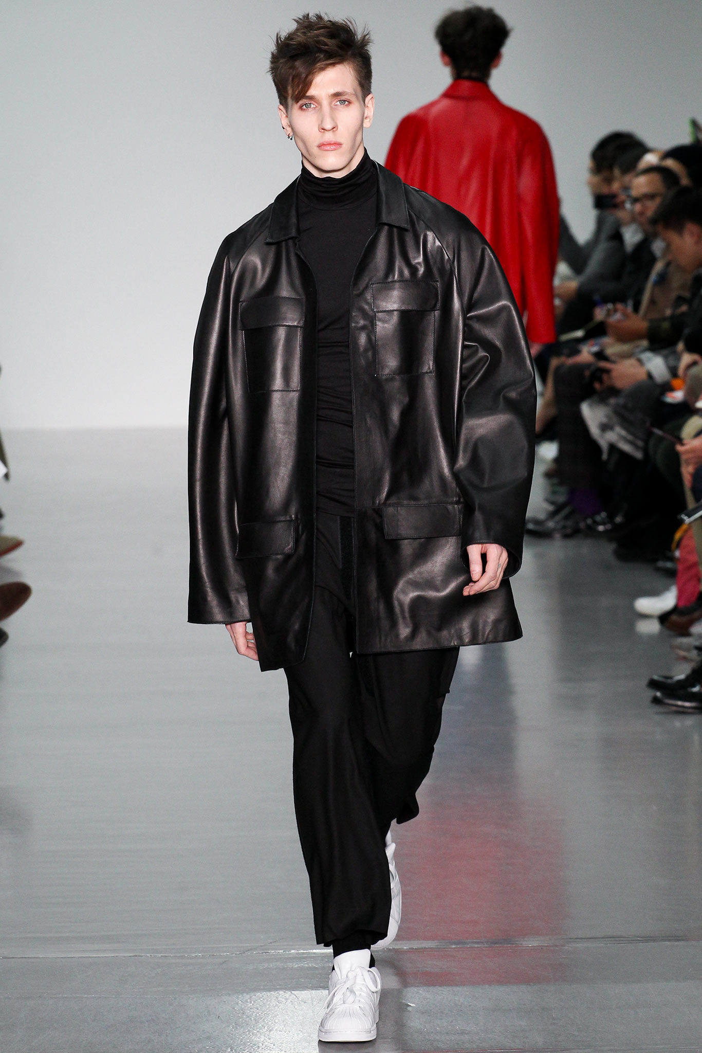 black leather oversized jacket