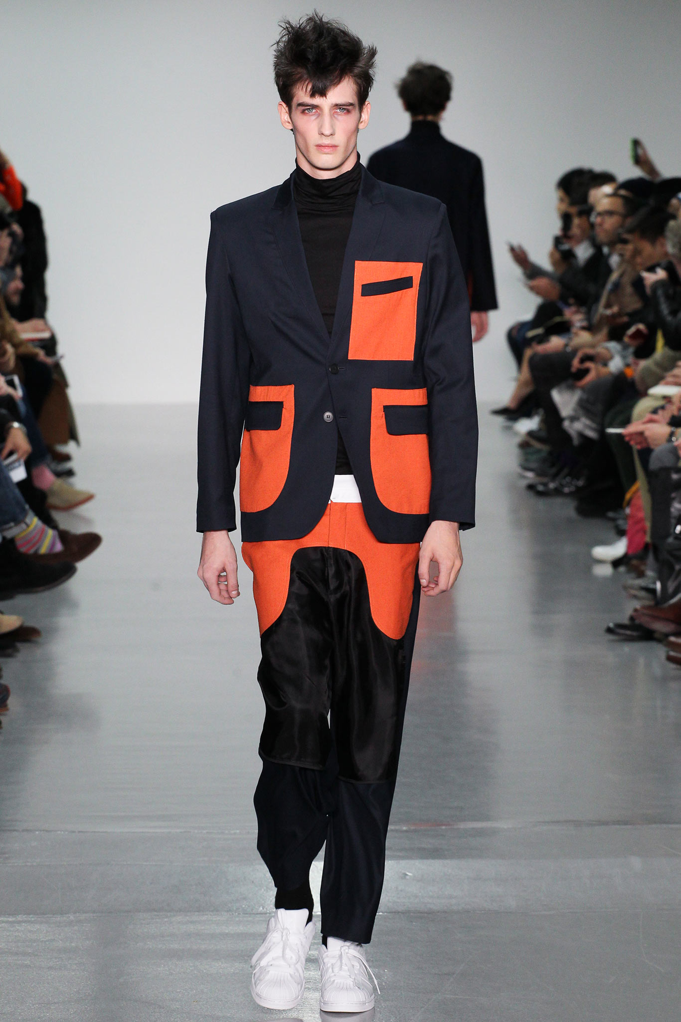 black and orange structured blazer