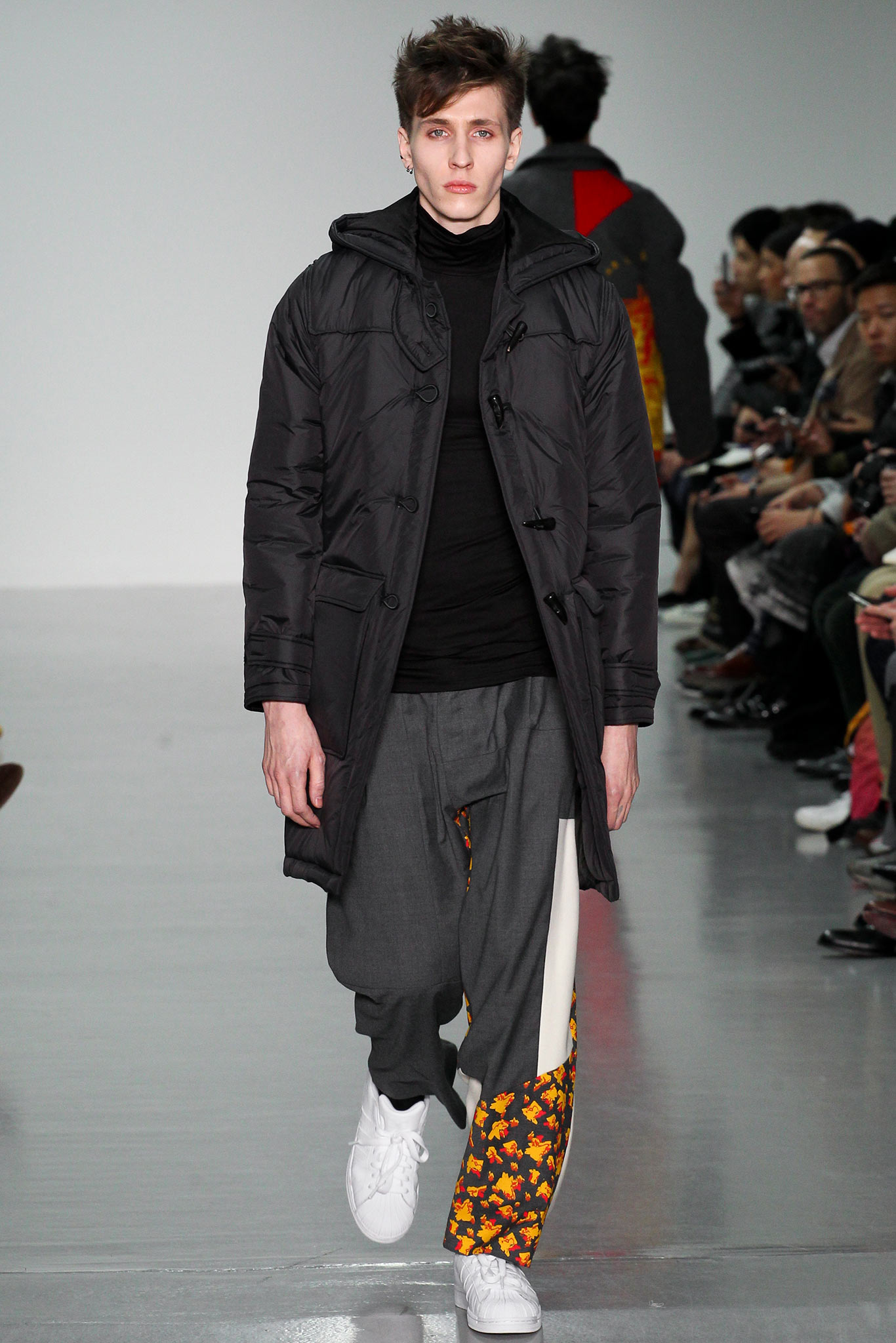 black vinyl coat with hood