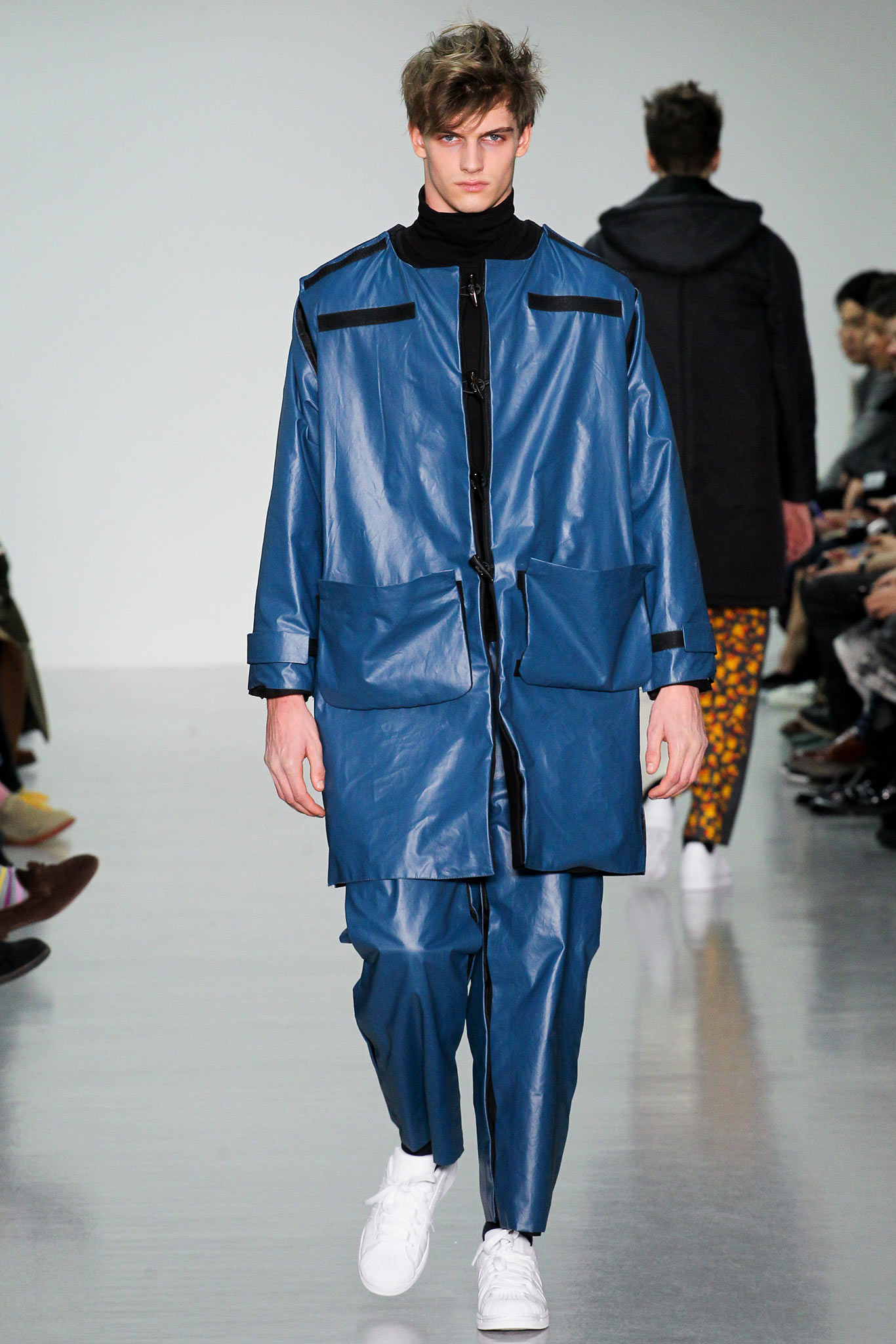 blue vinyl coat and pants